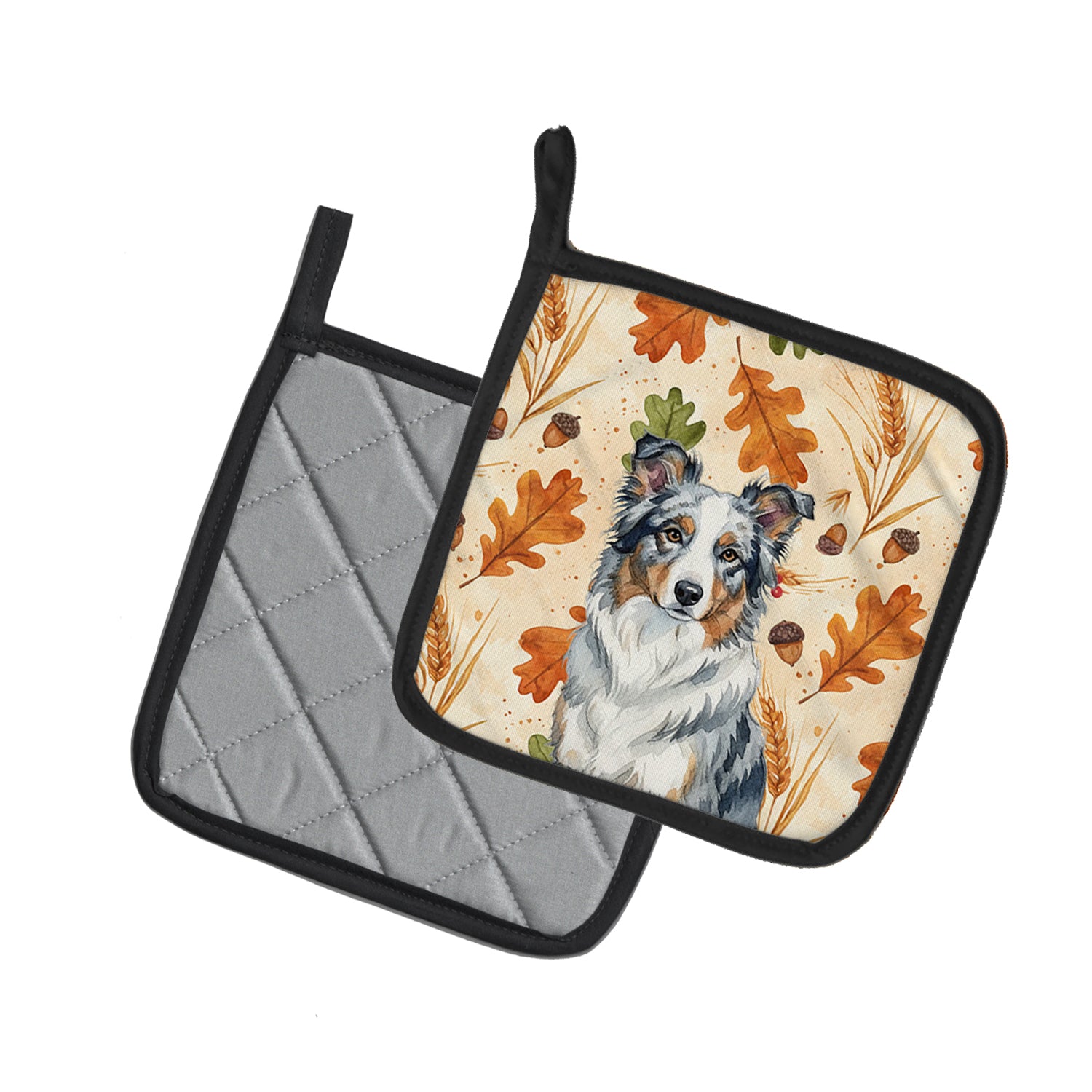 Caroline's Treasures Border Collie Heirloom Fall Pair of Pot Holders