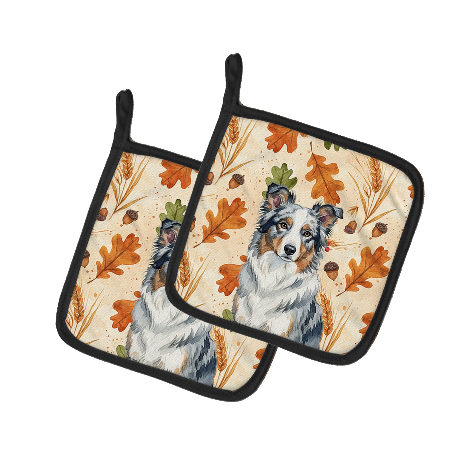 Caroline's Treasures Border Collie Heirloom Fall Pair of Pot Holders