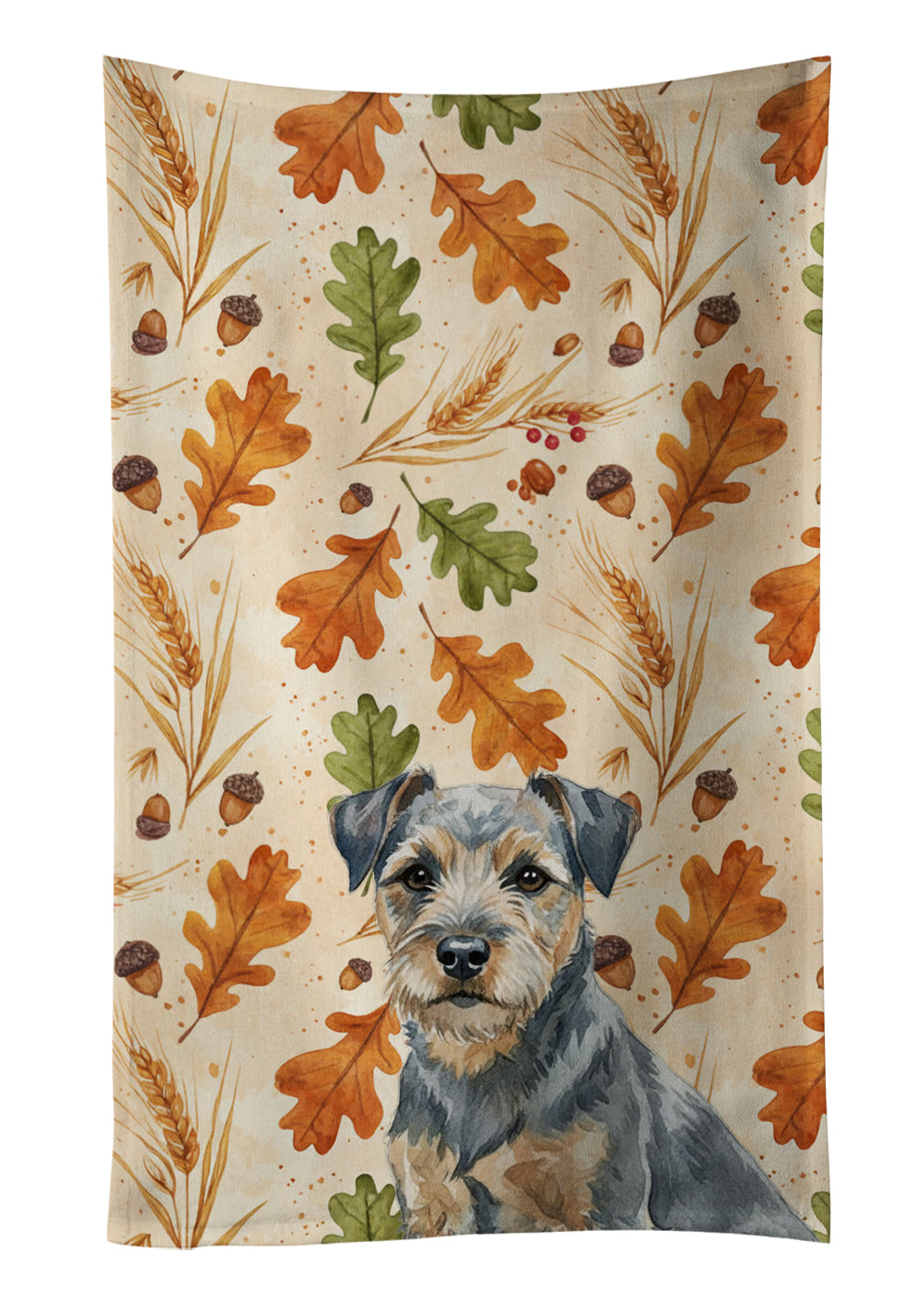 Caroline's Treasures Blue and Tan Border Terrier Heirloom Fall Kitchen Towel