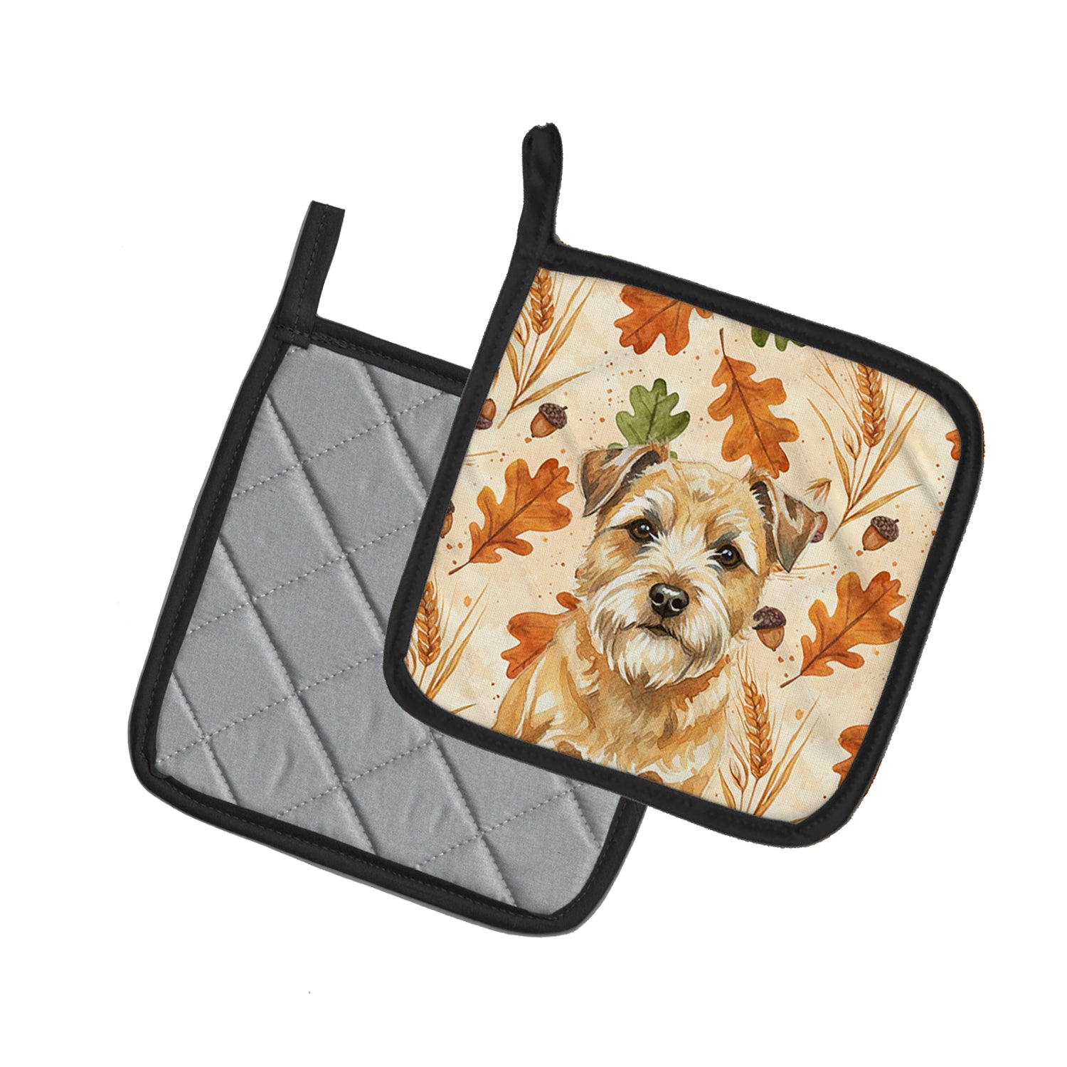 Caroline's Treasures Wheaten Border Terrier Heirloom Fall Pair of Pot Holders