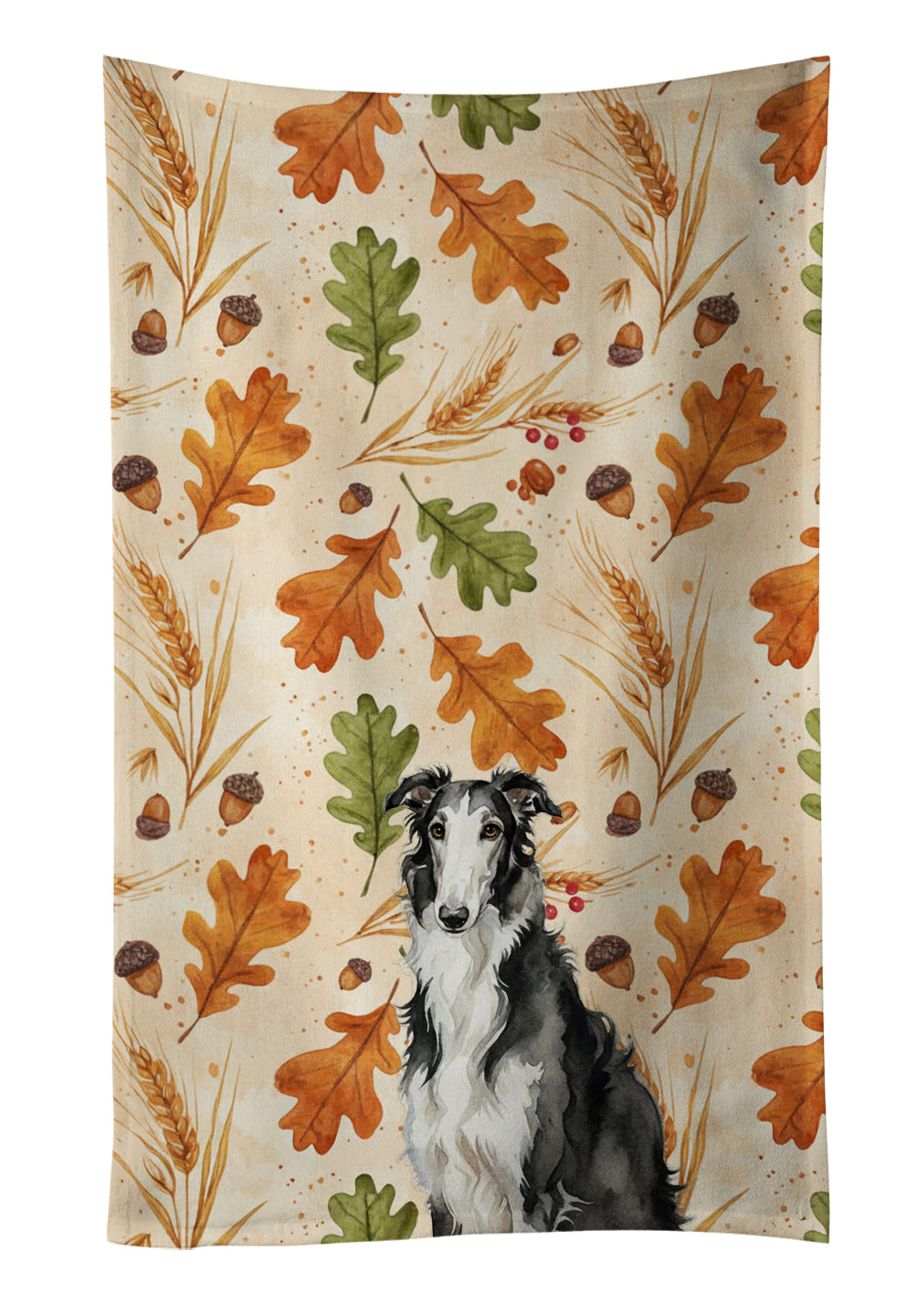 Caroline's Treasures Black and White Borzoi Heirloom Fall Kitchen Towel