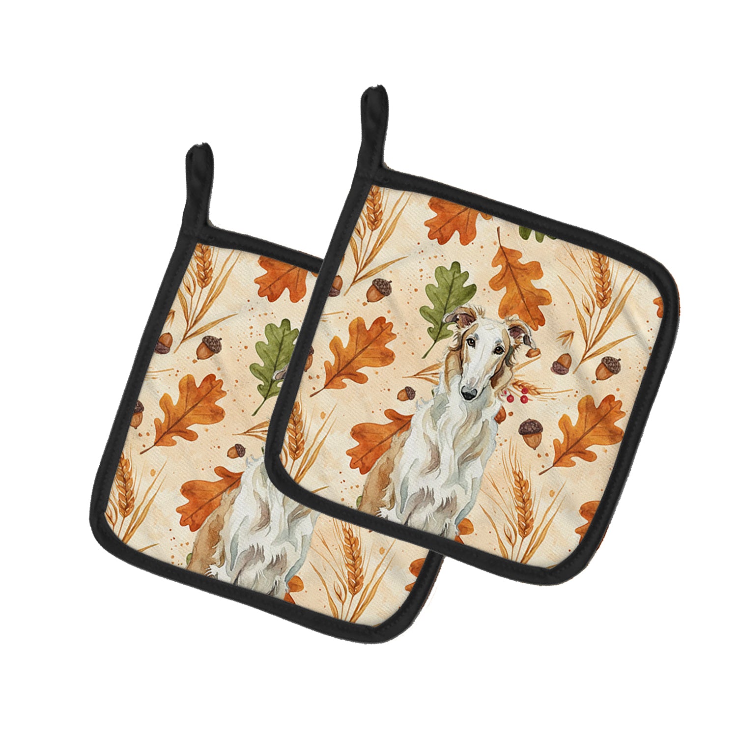 Caroline's Treasures Borzoi Heirloom Fall Pair of Pot Holders