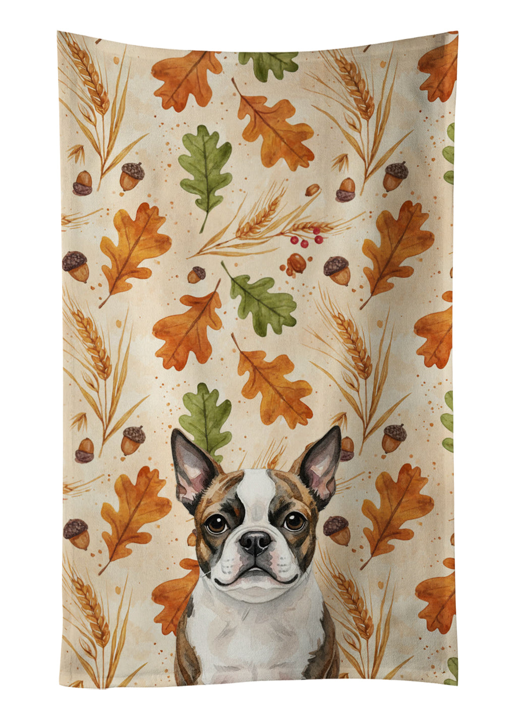 Caroline's Treasures Brindle Boston Terrier Heirloom Fall Kitchen Towel