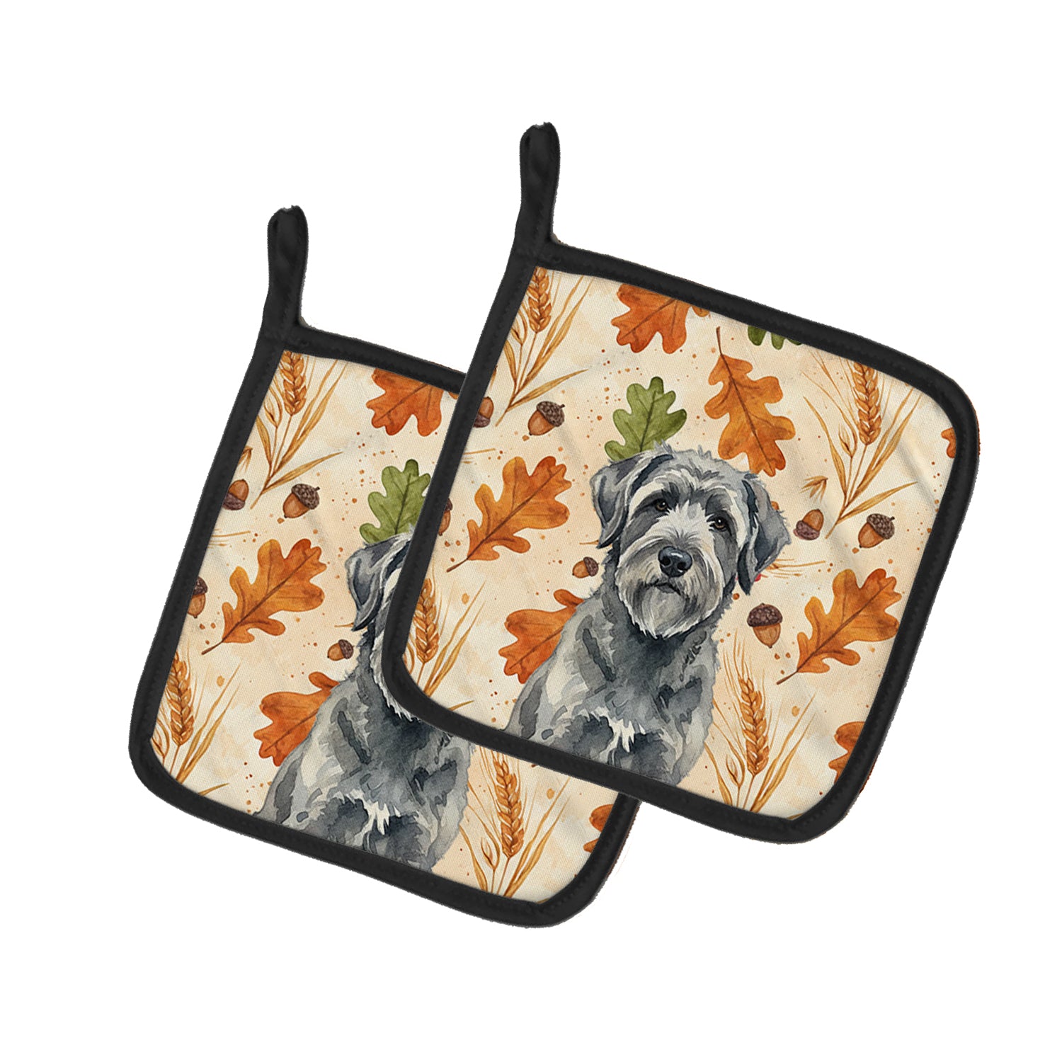 Caroline's Treasures Gray Bouvier des Flandres Heirloom Fall Pair of Pot Holders