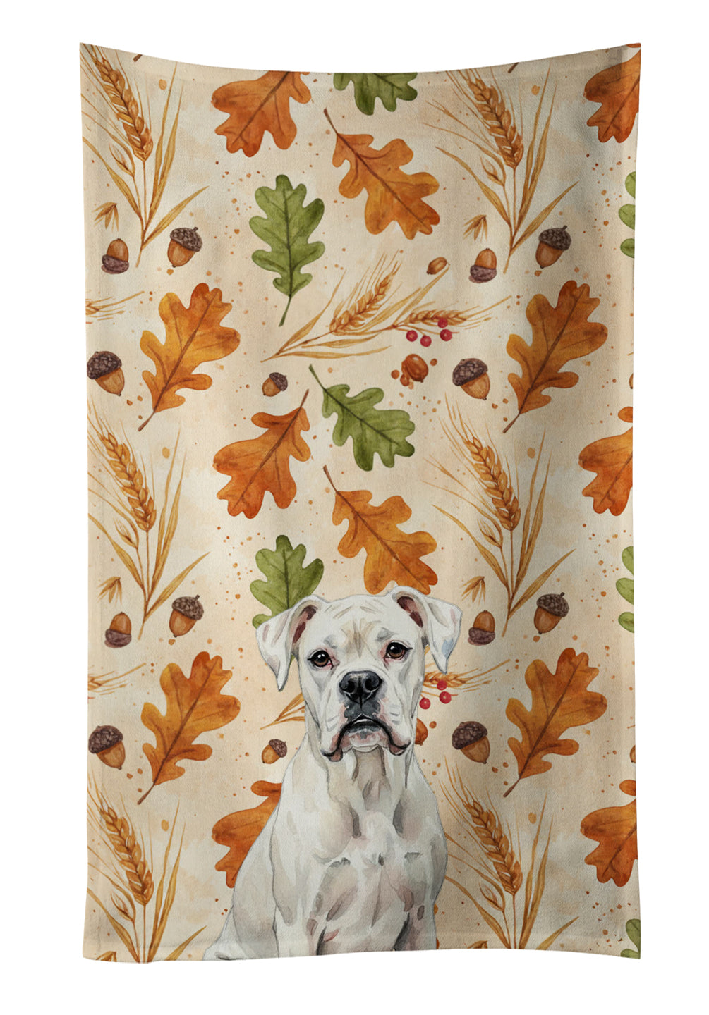 Caroline's Treasures White Boxer Heirloom Fall Kitchen Towel