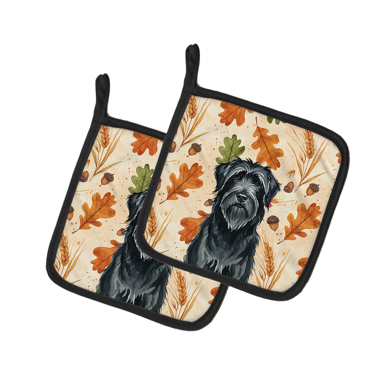 Caroline's Treasures Black Briard Heirloom Fall Pair of Pot Holders