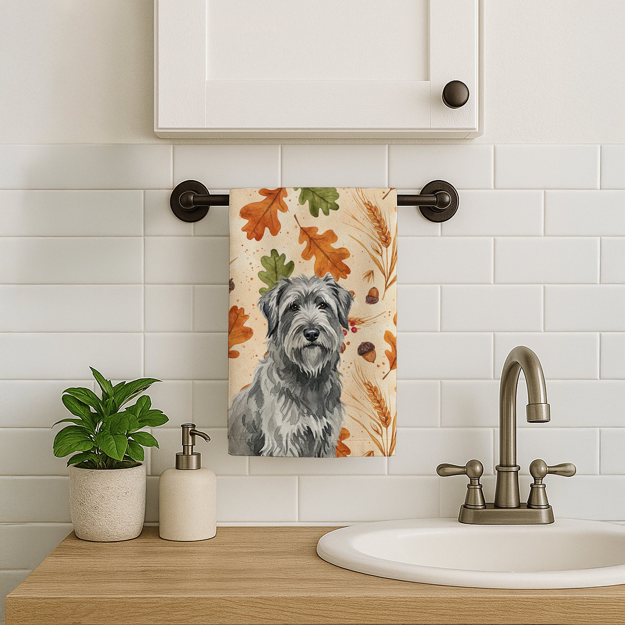 Caroline's Treasures Gray Briard Heirloom Fall Kitchen Towel