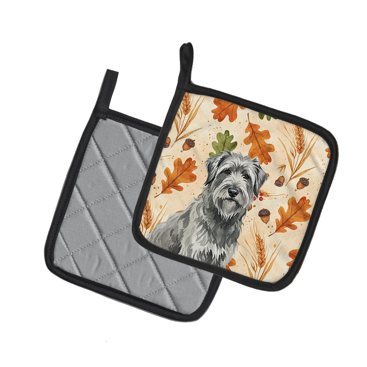Caroline's Treasures Gray Briard Heirloom Fall Pair of Pot Holders
