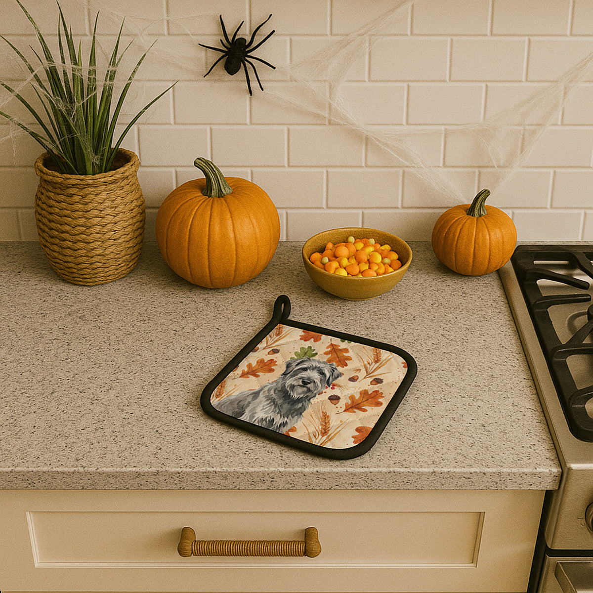 Caroline's Treasures Gray Briard Heirloom Fall Pair of Pot Holders