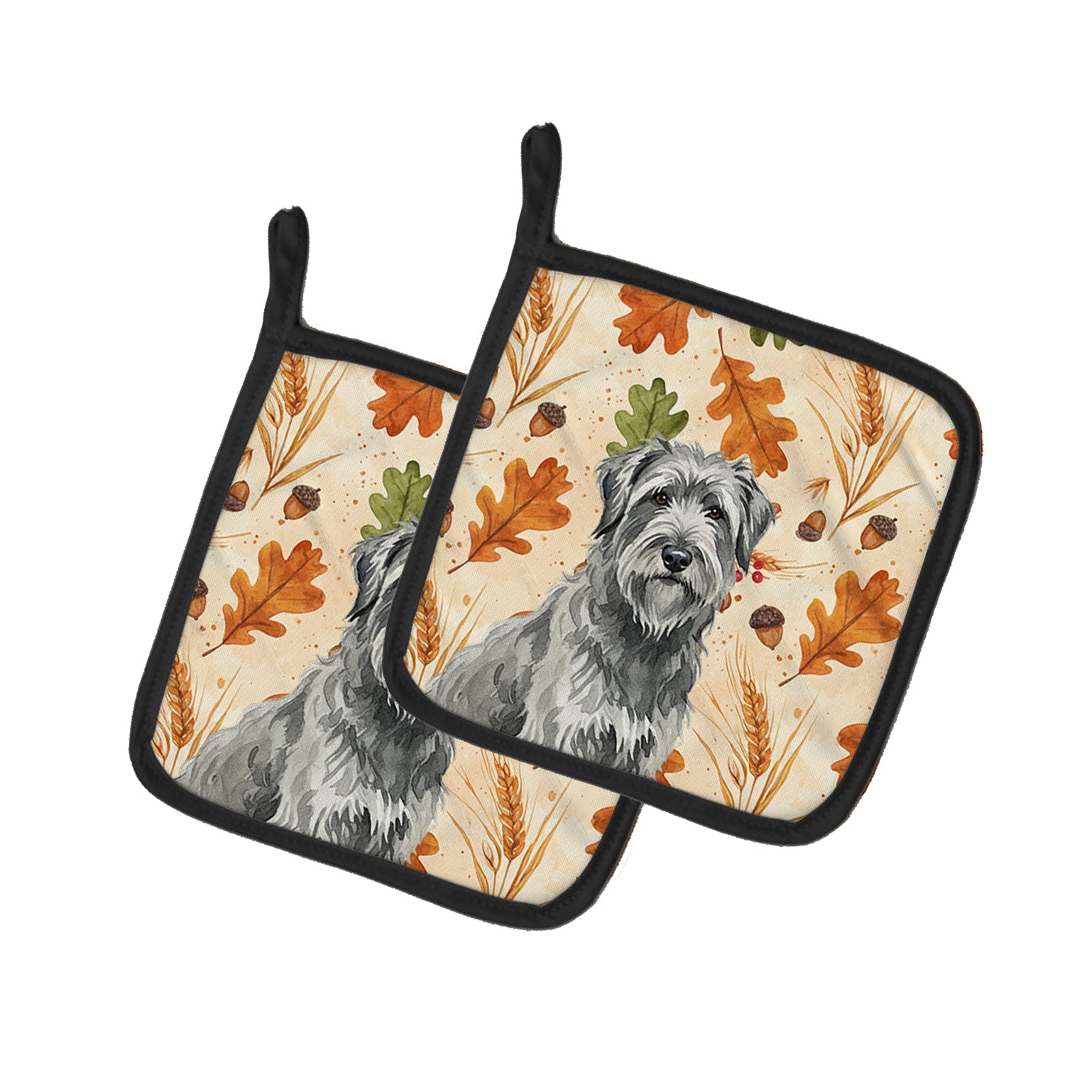 Caroline's Treasures Gray Briard Heirloom Fall Pair of Pot Holders