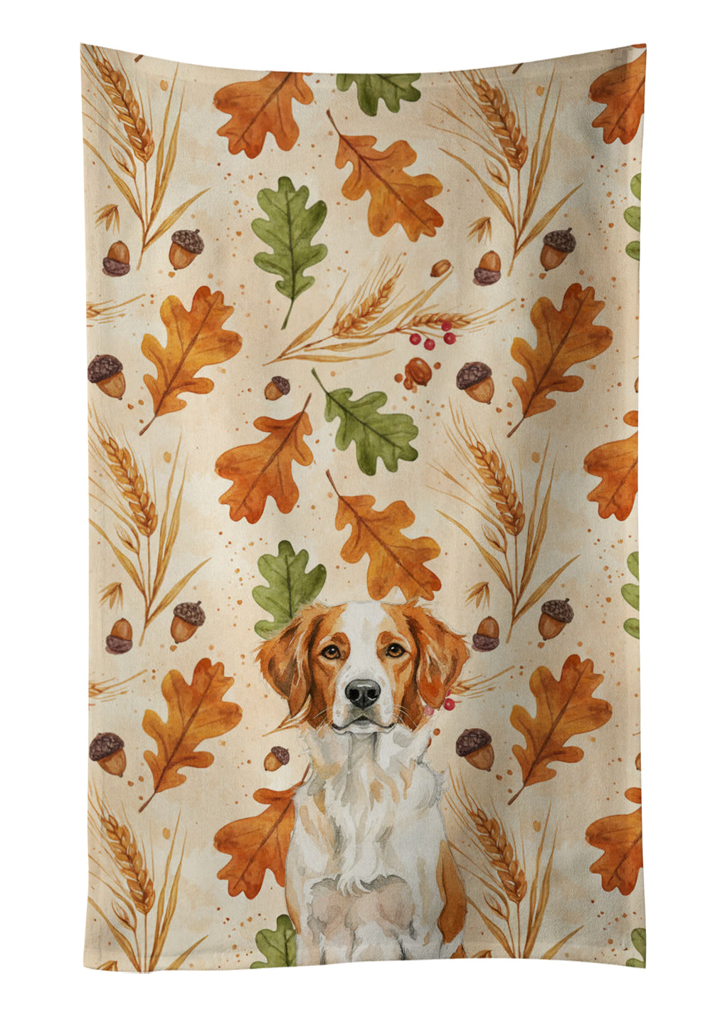 Caroline's Treasures Orange and White Brittany Heirloom Fall Kitchen Towel