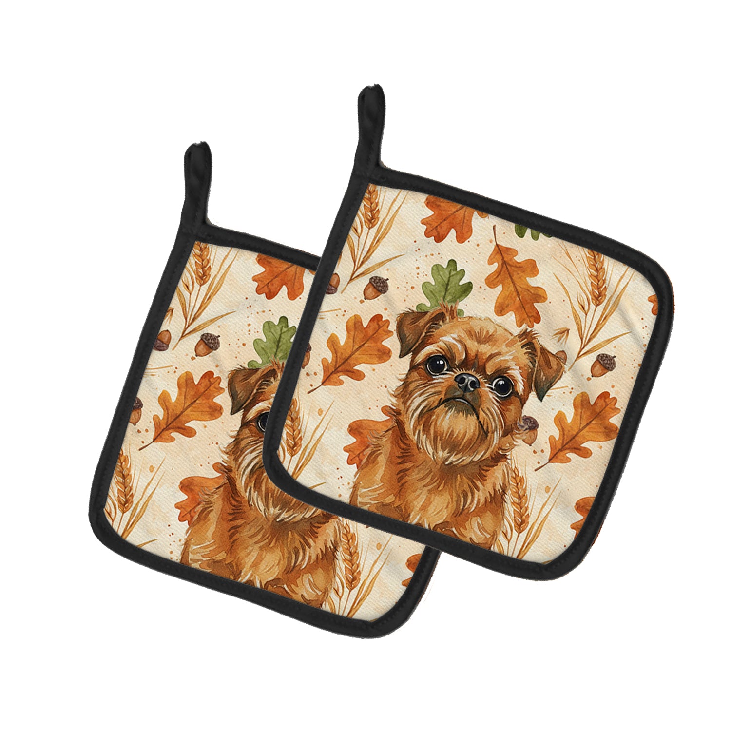Caroline's Treasures Belge Brussels Griffon Heirloom Fall Pair of Pot Holders