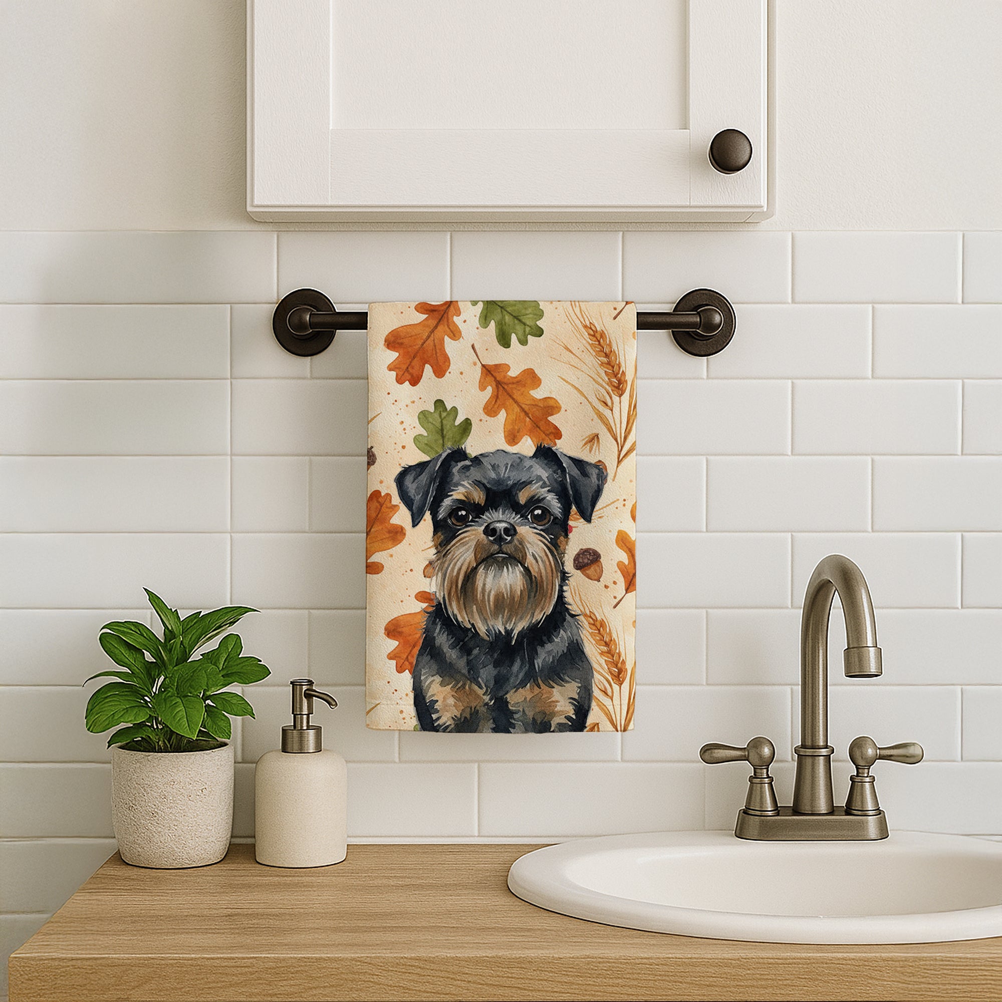 Caroline's Treasures Black and Tan Brussels Griffon Heirloom Fall Kitchen Towel
