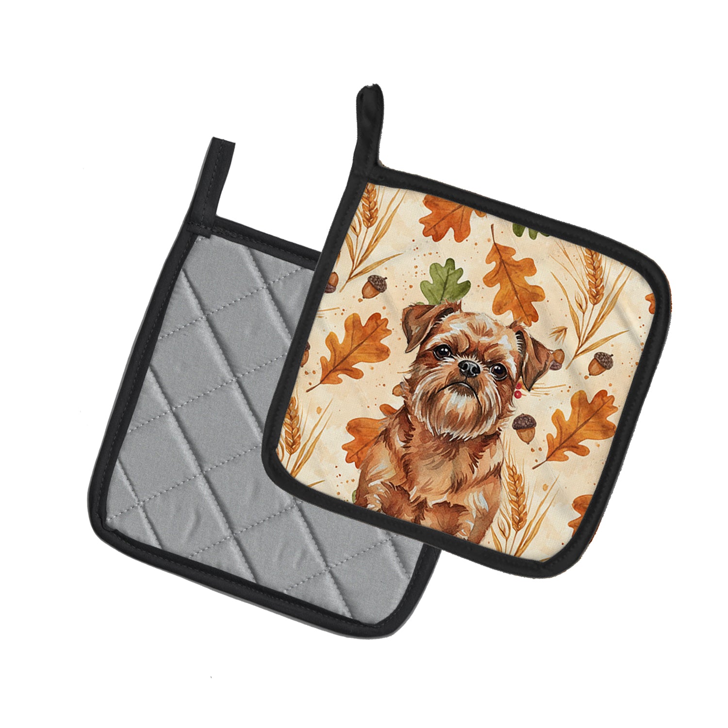 Caroline's Treasures Red Brussels Griffon Heirloom Fall Pair of Pot Holders