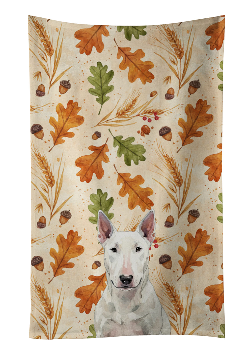 Caroline's Treasures White Bull Terrier Heirloom Fall Kitchen Towel