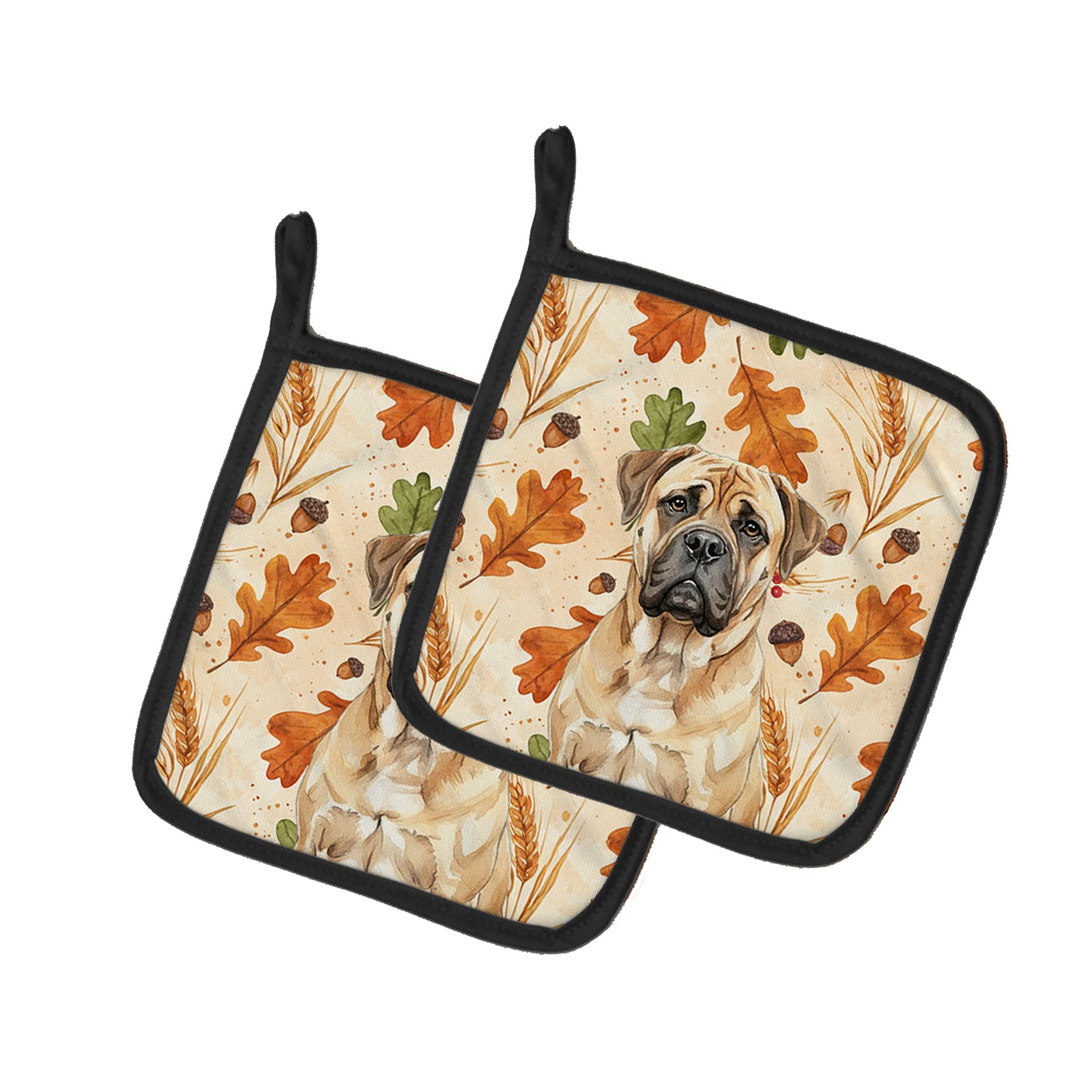 Caroline's Treasures Bullmastiff Heirloom Fall Pair of Pot Holders