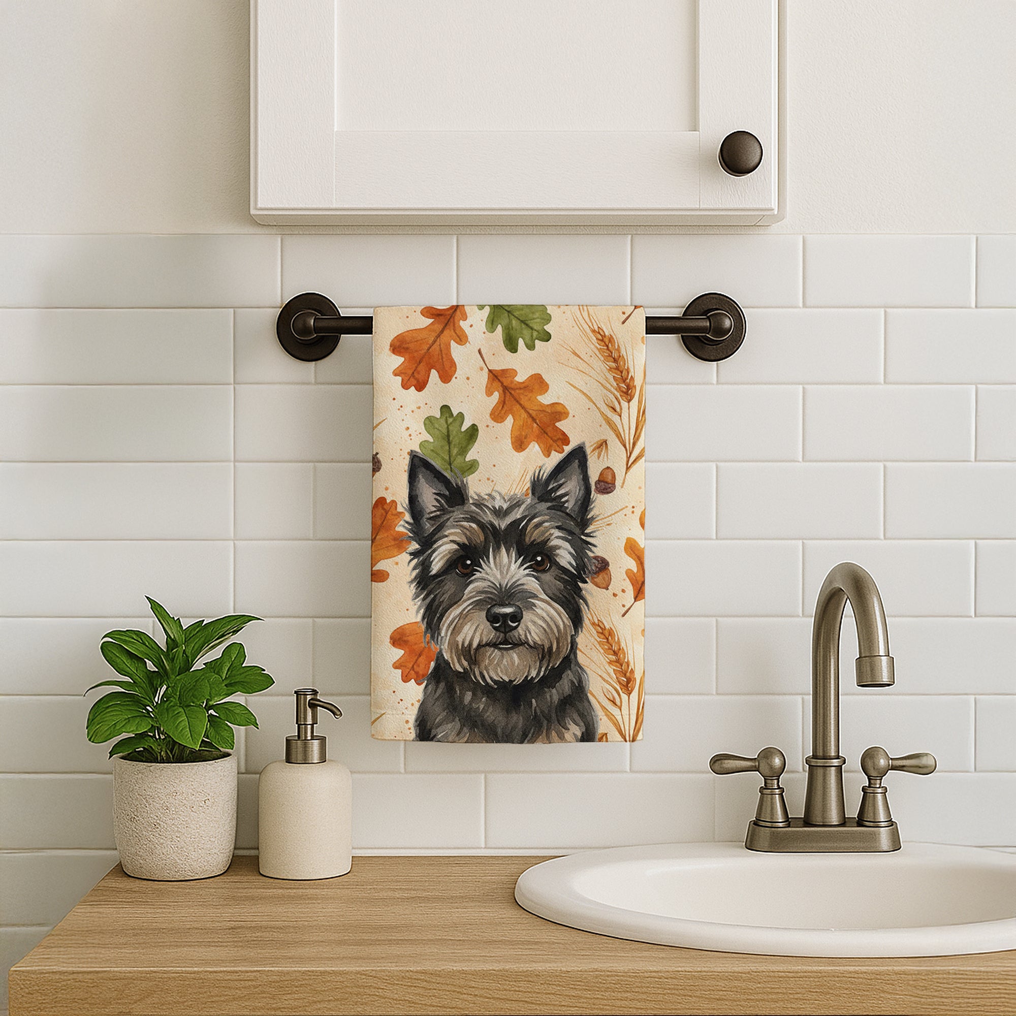 Caroline's Treasures Black Cairn Terrier Heirloom Fall Kitchen Towel