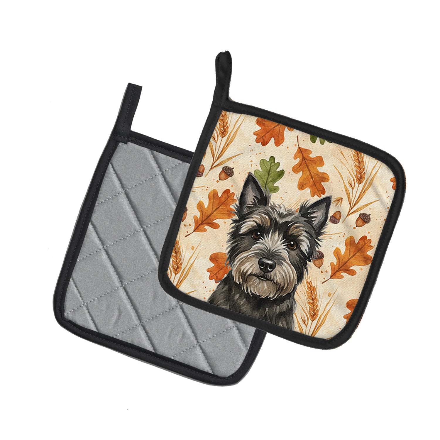 Caroline's Treasures Black Cairn Terrier Heirloom Fall Pair of Pot Holders