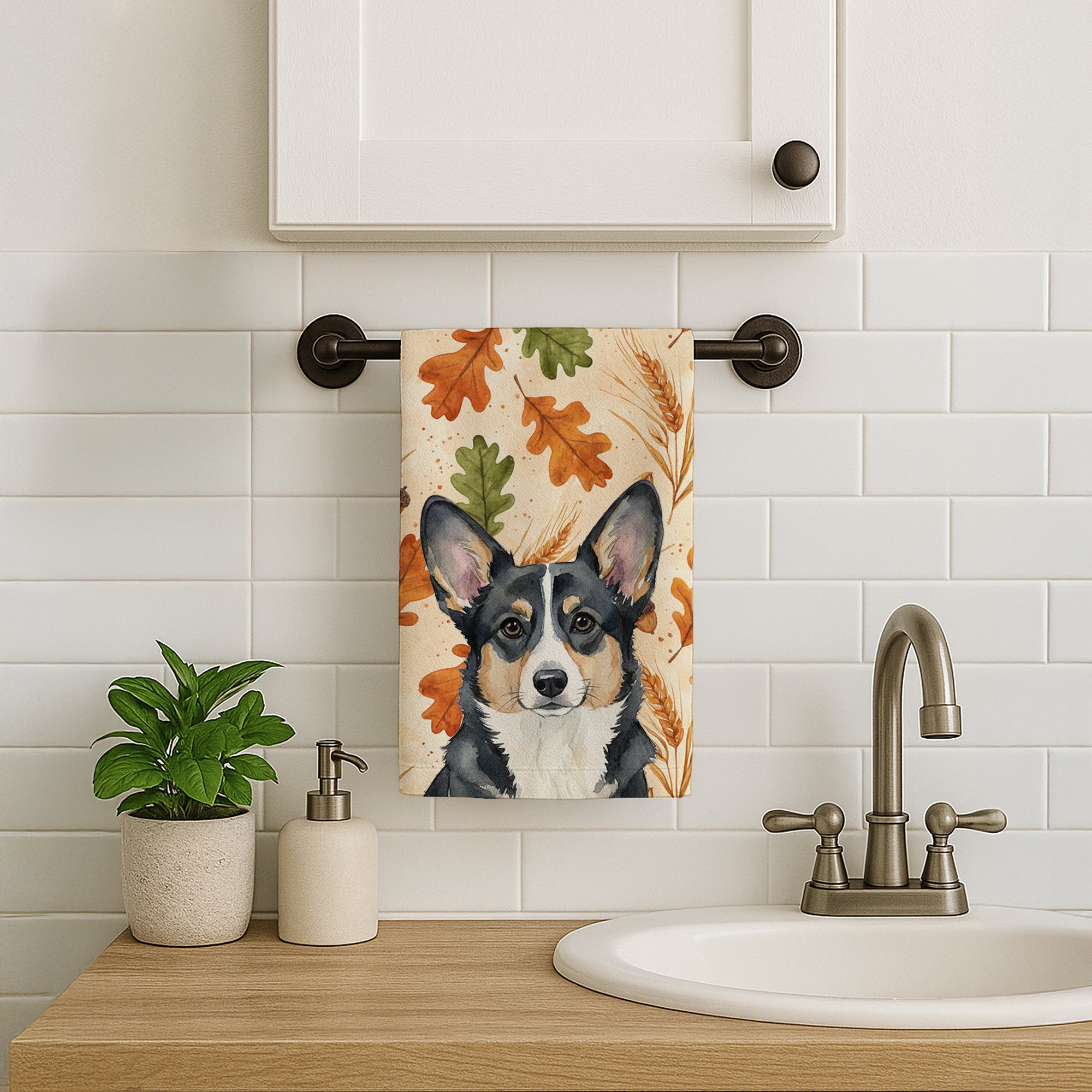 Caroline's Treasures Black and White Cardigan Welsh Corgi Heirloom Fall Kitchen Towel