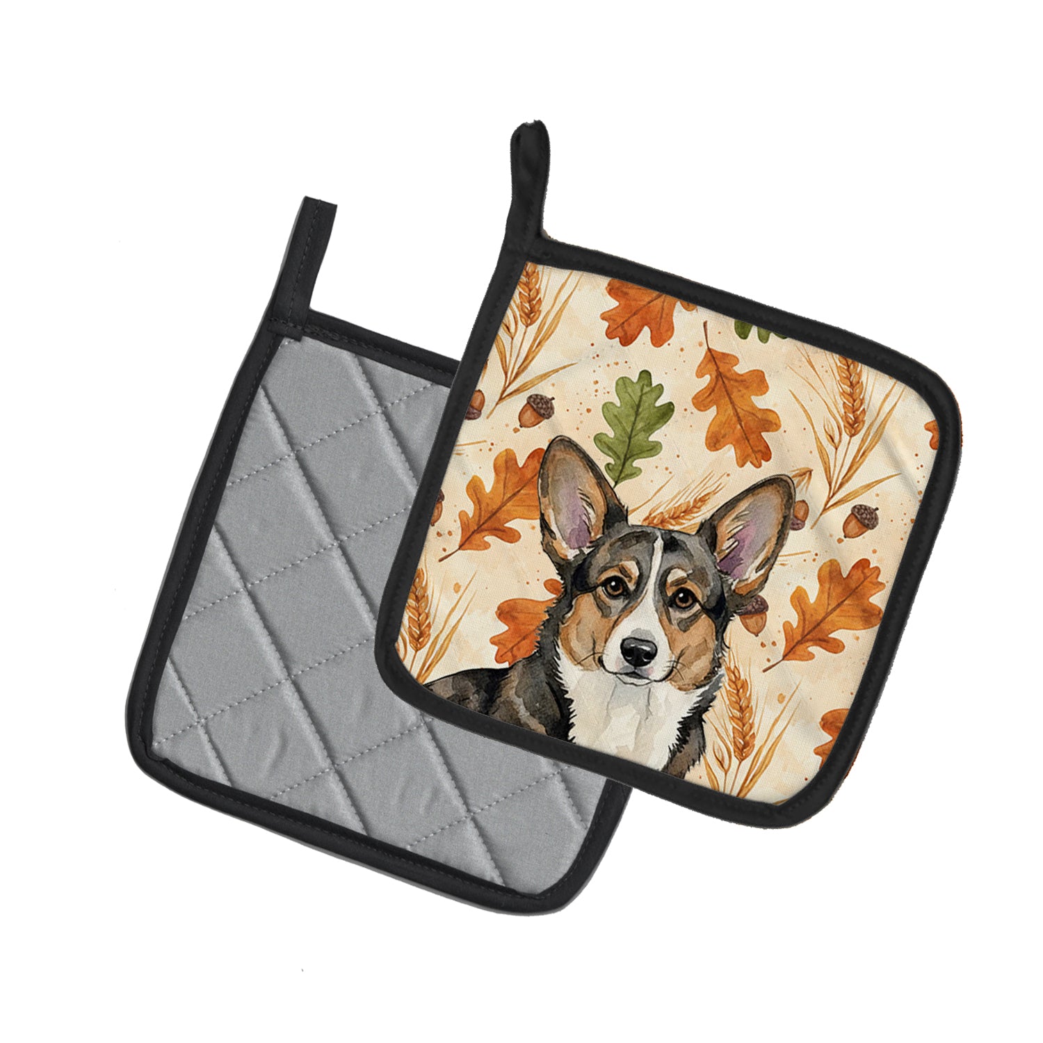 Caroline's Treasures Brindle Cardigan Welsh Corgi Heirloom Fall Pair of Pot Holders