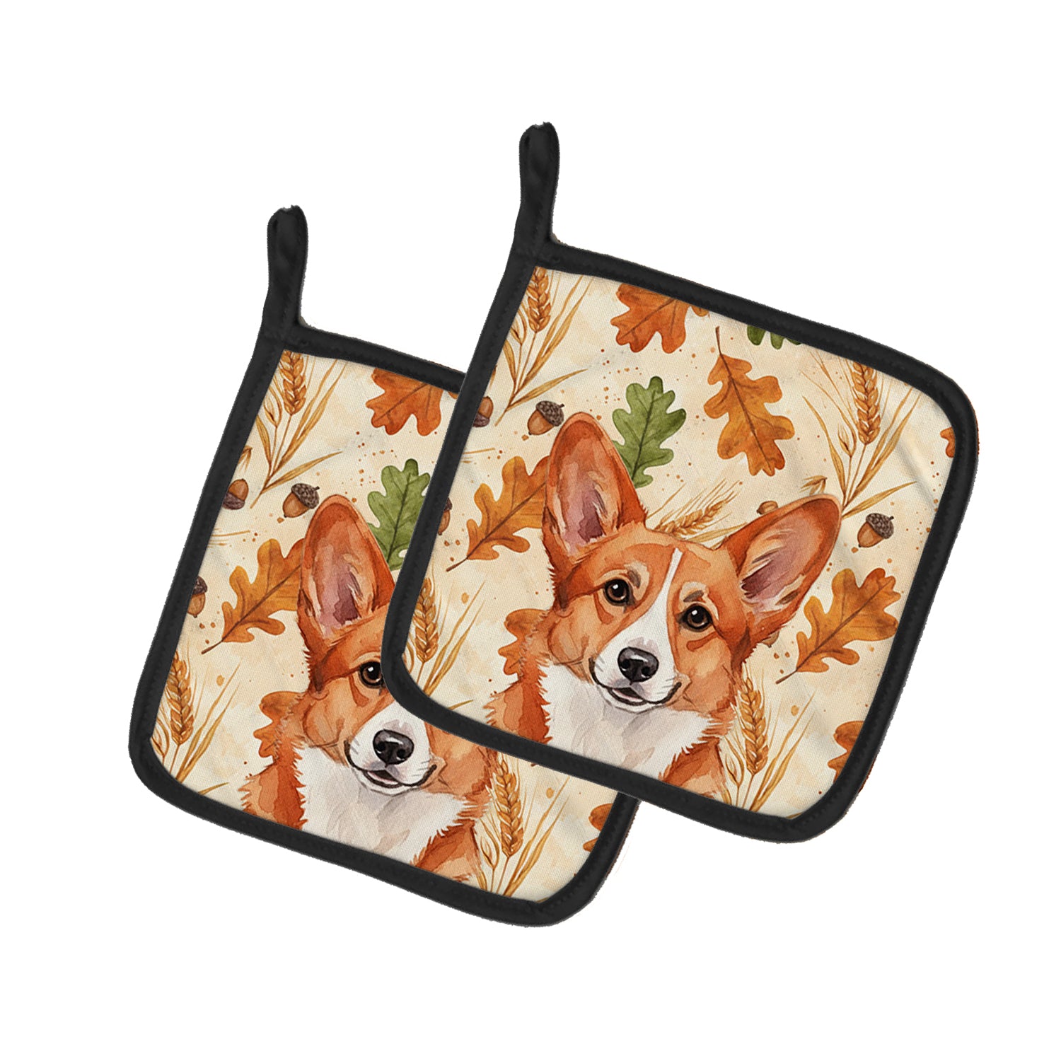 Caroline's Treasures Red Cardigan Welsh Corgi Heirloom Fall Pair of Pot Holders