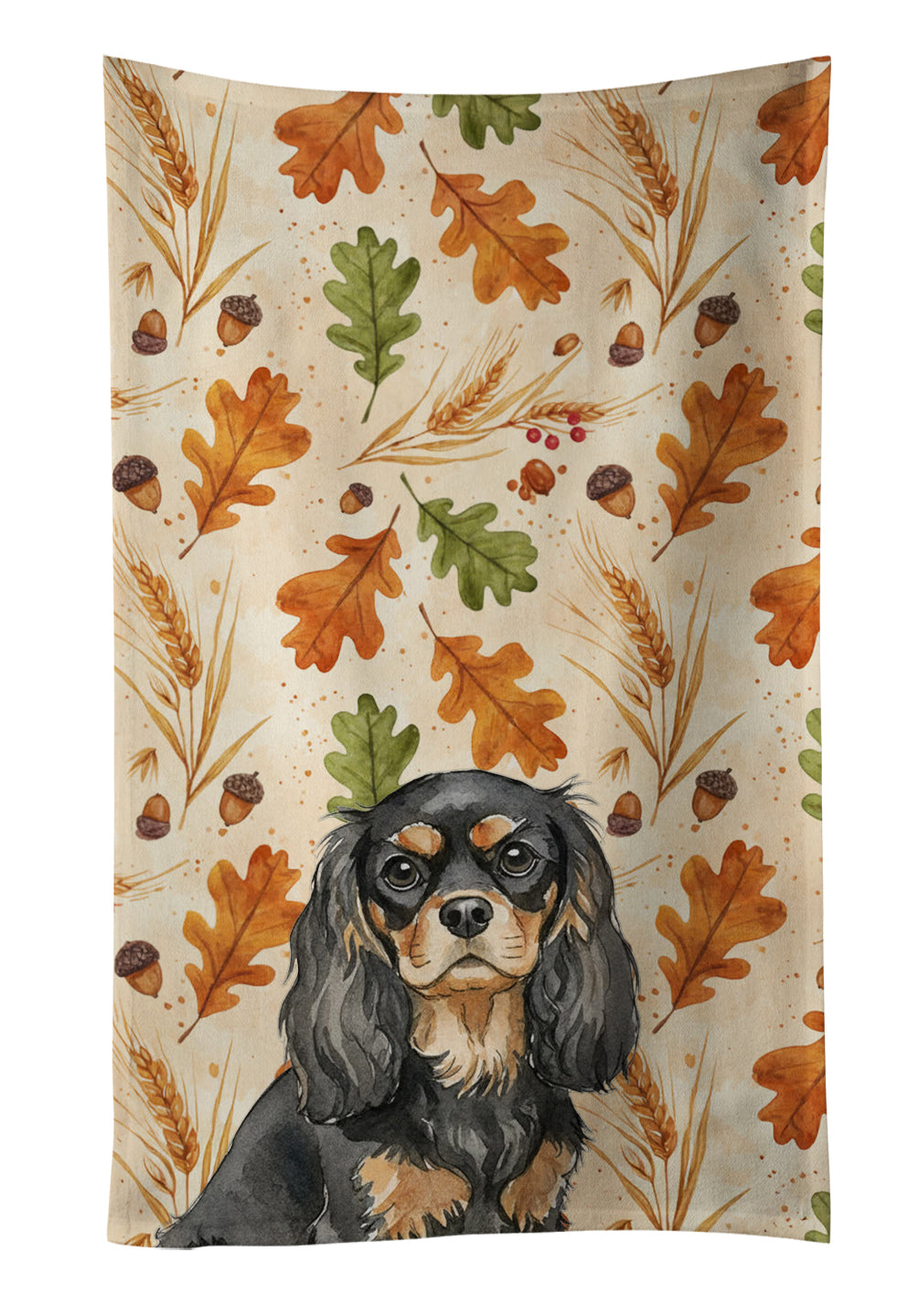 Caroline's Treasures Black and Tan Cavalier Spaniel Heirloom Fall Kitchen Towel