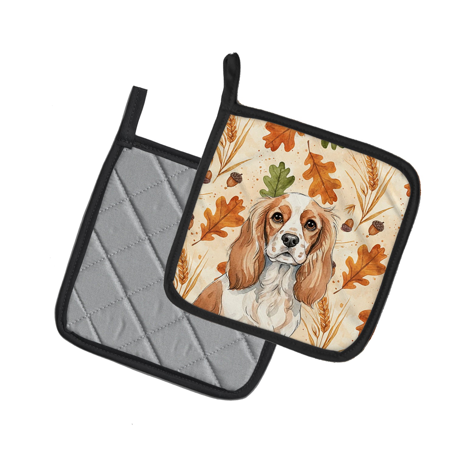 Caroline's Treasures Blenheim Cavalier Spaniel Heirloom Fall Pair of Pot Holders