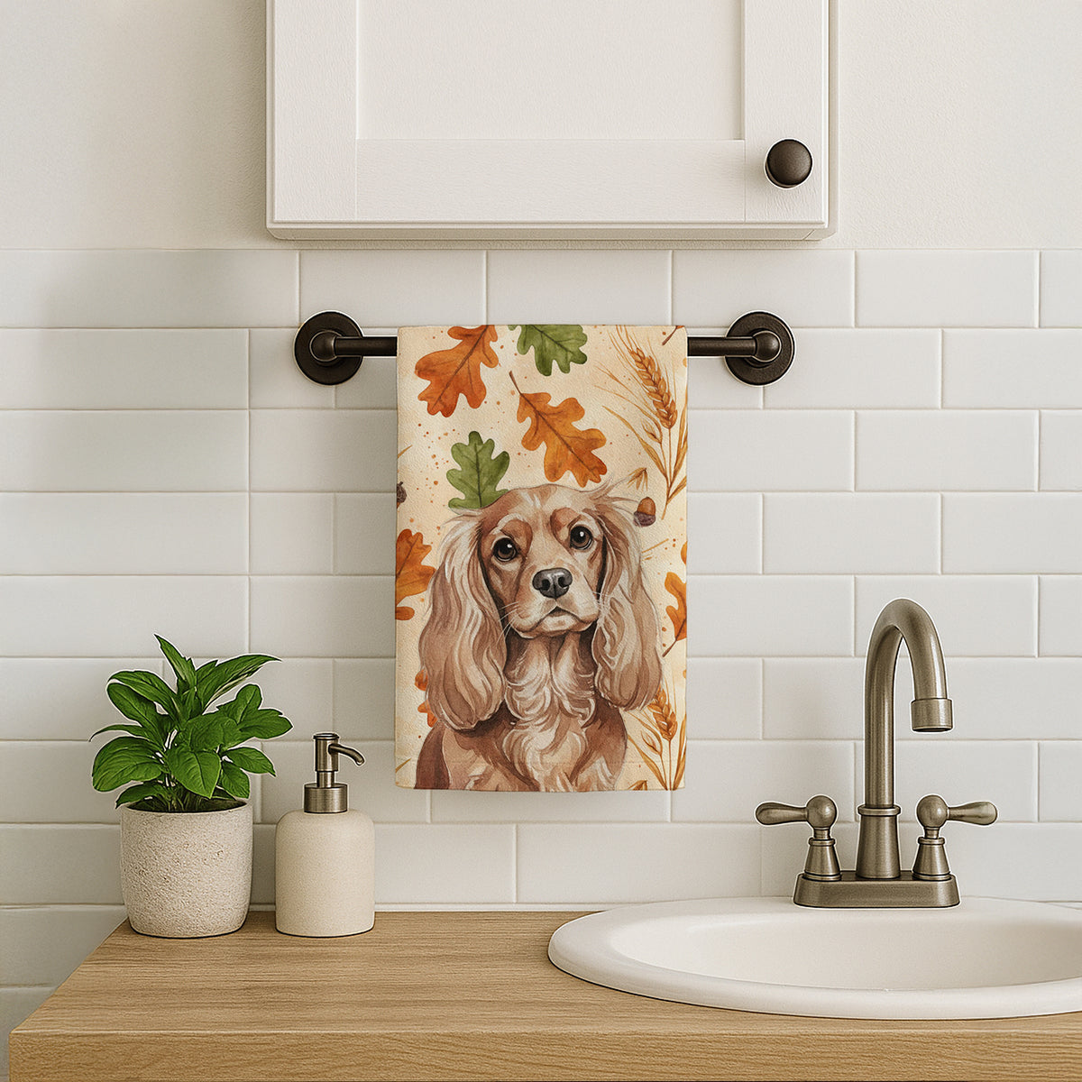 Caroline's Treasures Ruby Cavalier Spaniel Heirloom Fall Kitchen Towel