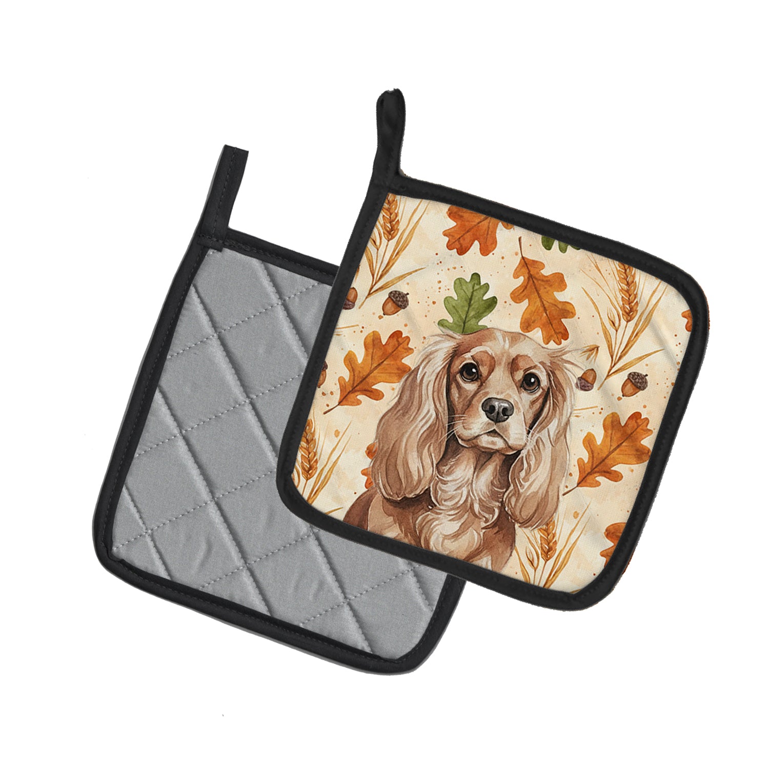 Caroline's Treasures Ruby Cavalier Spaniel Heirloom Fall Pair of Pot Holders