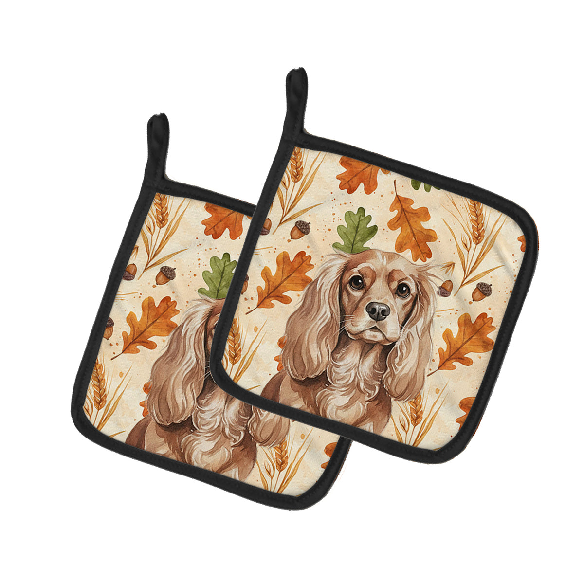 Caroline's Treasures Ruby Cavalier Spaniel Heirloom Fall Pair of Pot Holders
