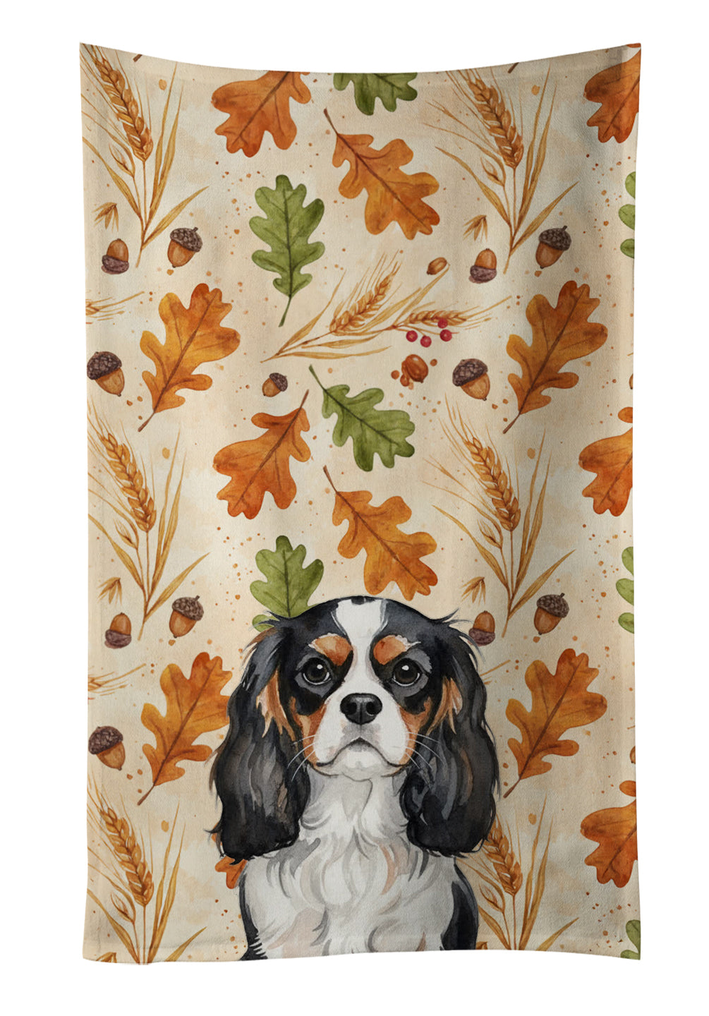 Caroline's Treasures Tricolor Cavalier Spaniel Heirloom Fall Kitchen Towel