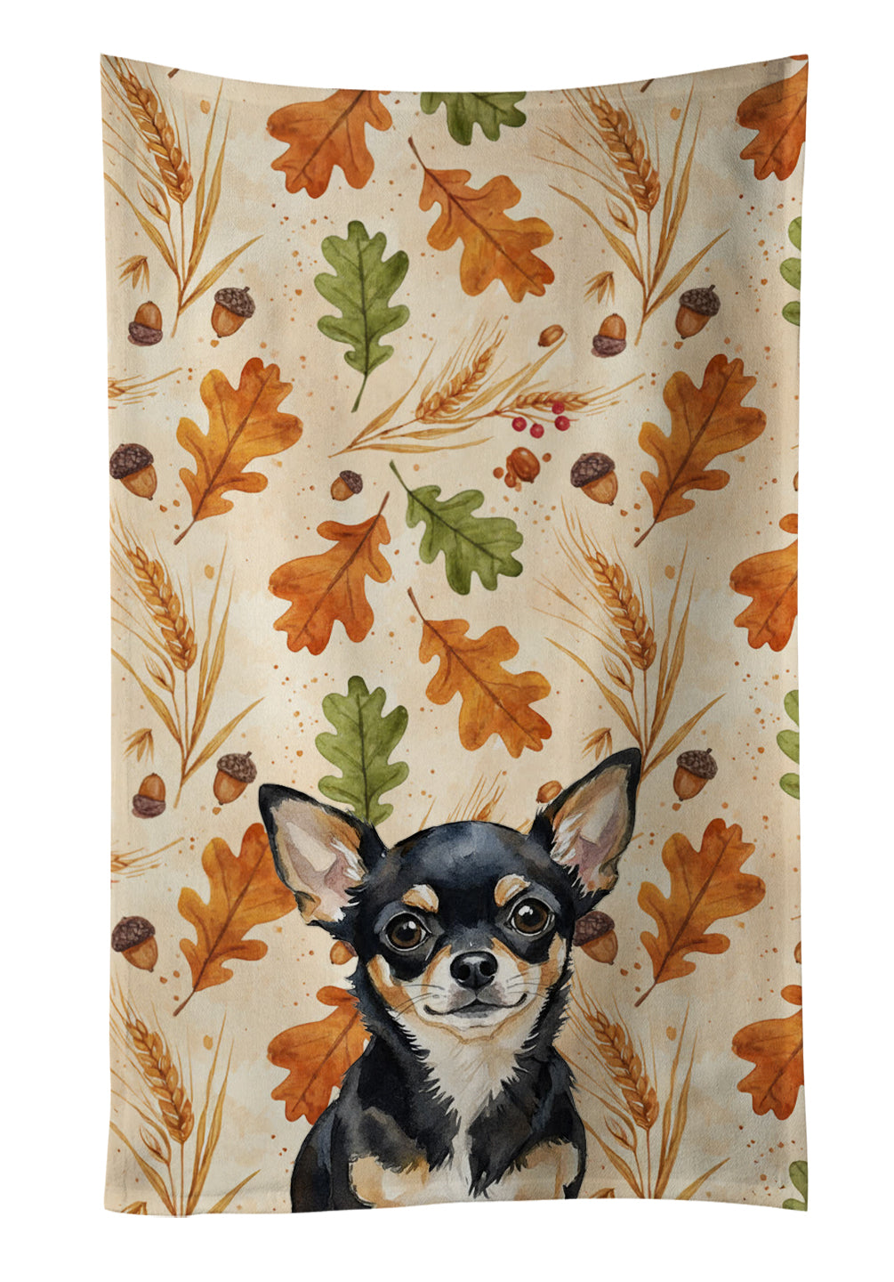 Caroline's Treasures Black and Tan Chihuahua Heirloom Fall Kitchen Towel