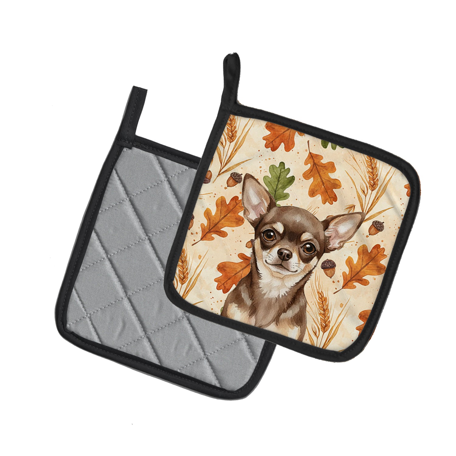 Caroline's Treasures Chocolate Chihuahua Heirloom Fall Pair of Pot Holders
