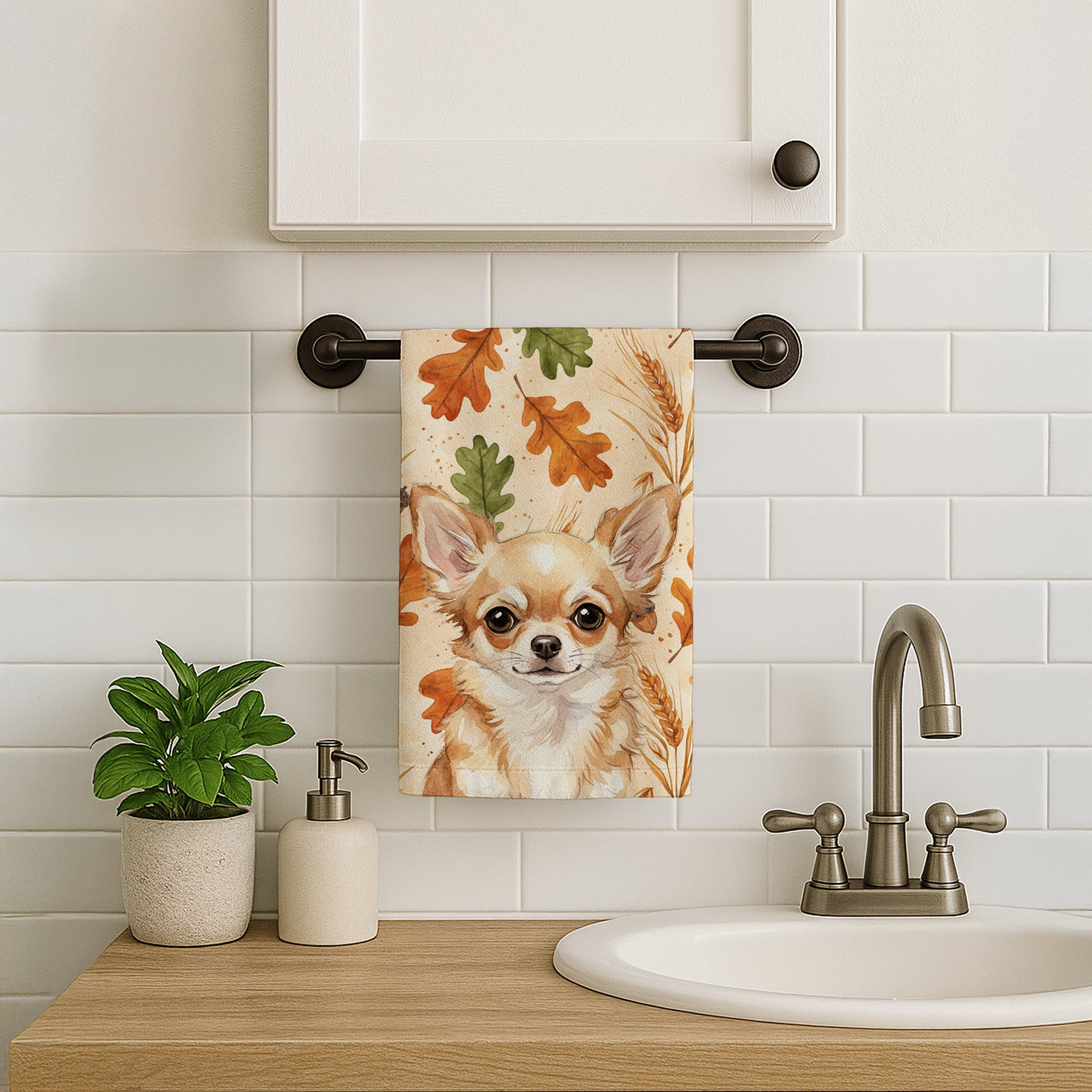 Caroline's Treasures Fawn Chihuahua Heirloom Fall Kitchen Towel