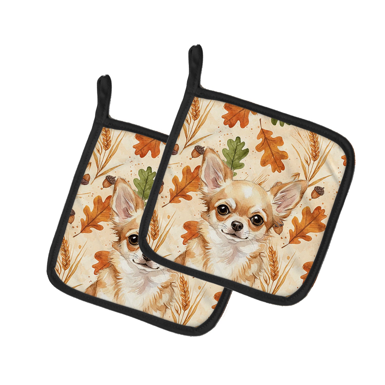 Caroline's Treasures Fawn Chihuahua Heirloom Fall Pair of Pot Holders
