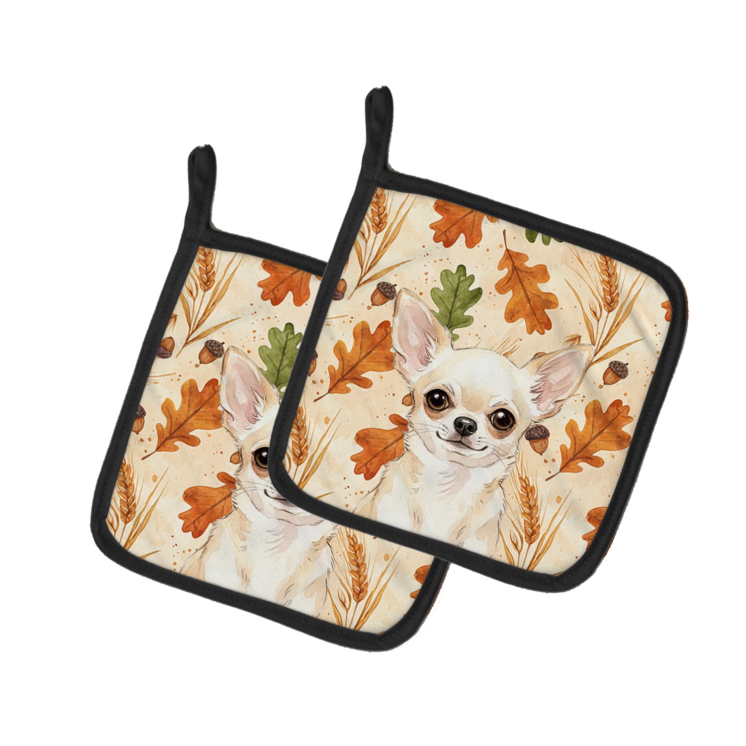 Caroline's Treasures Cream Chihuahua Heirloom Fall Pair of Pot Holders