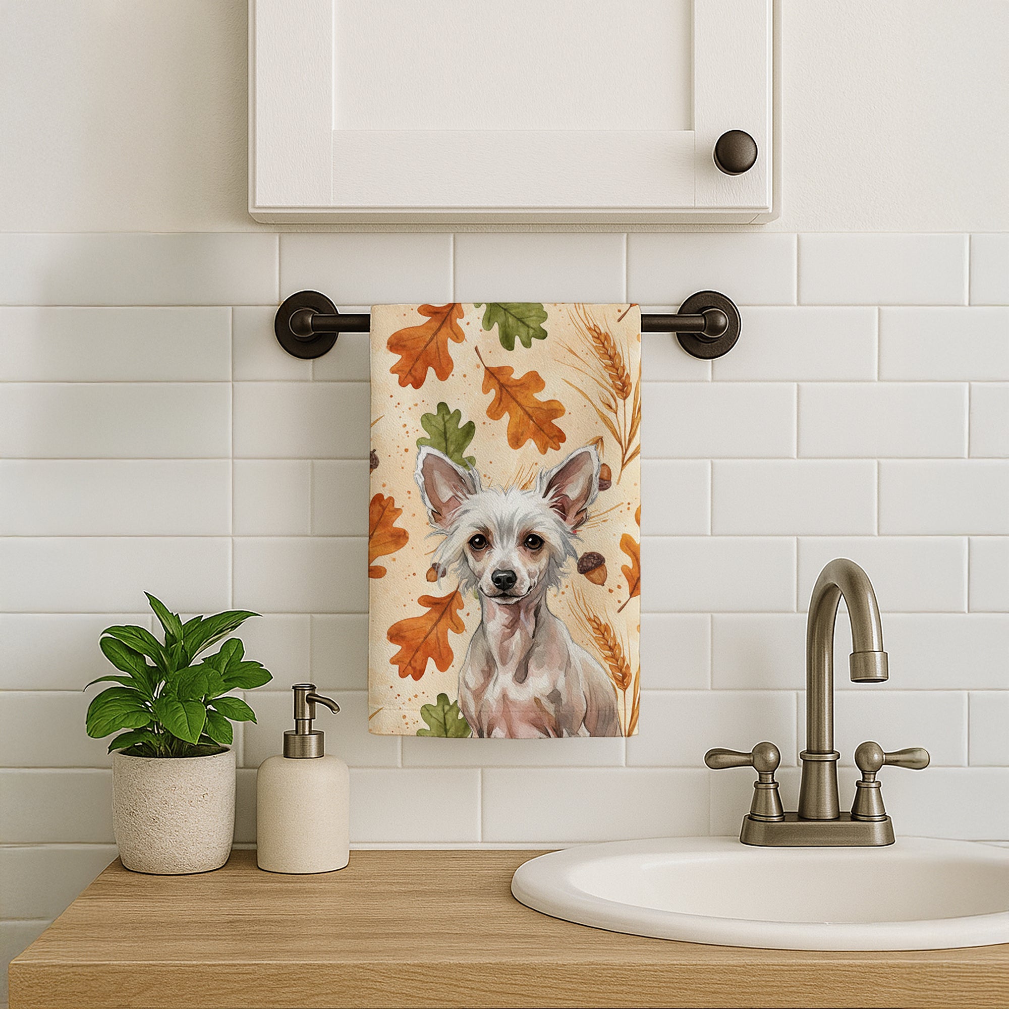 Caroline's Treasures Hairless Chinese Crested Heirloom Fall Kitchen Towel