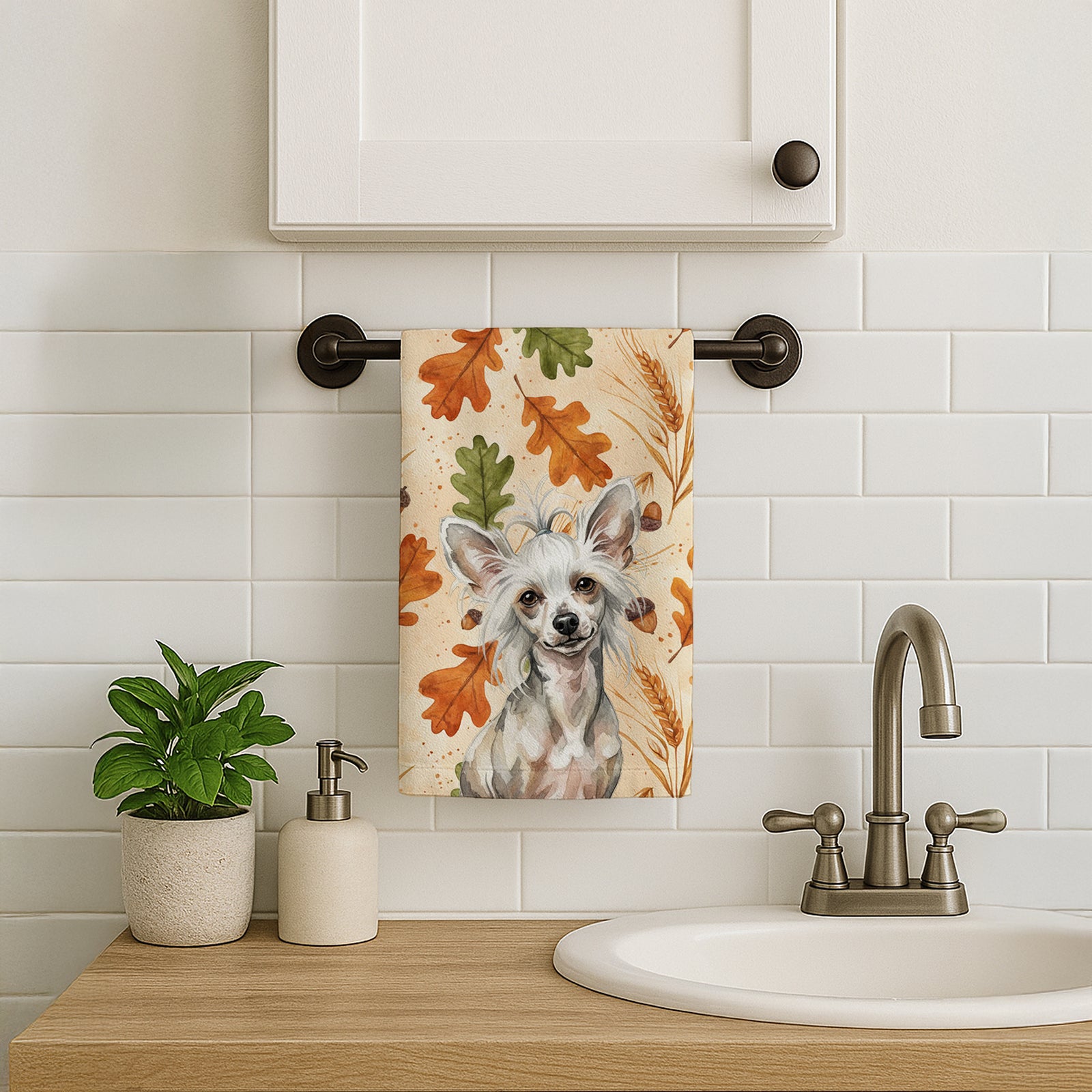 Caroline's Treasures Hairless Mottled Pattern Chinese Crested Heirloom Fall Kitchen Towel
