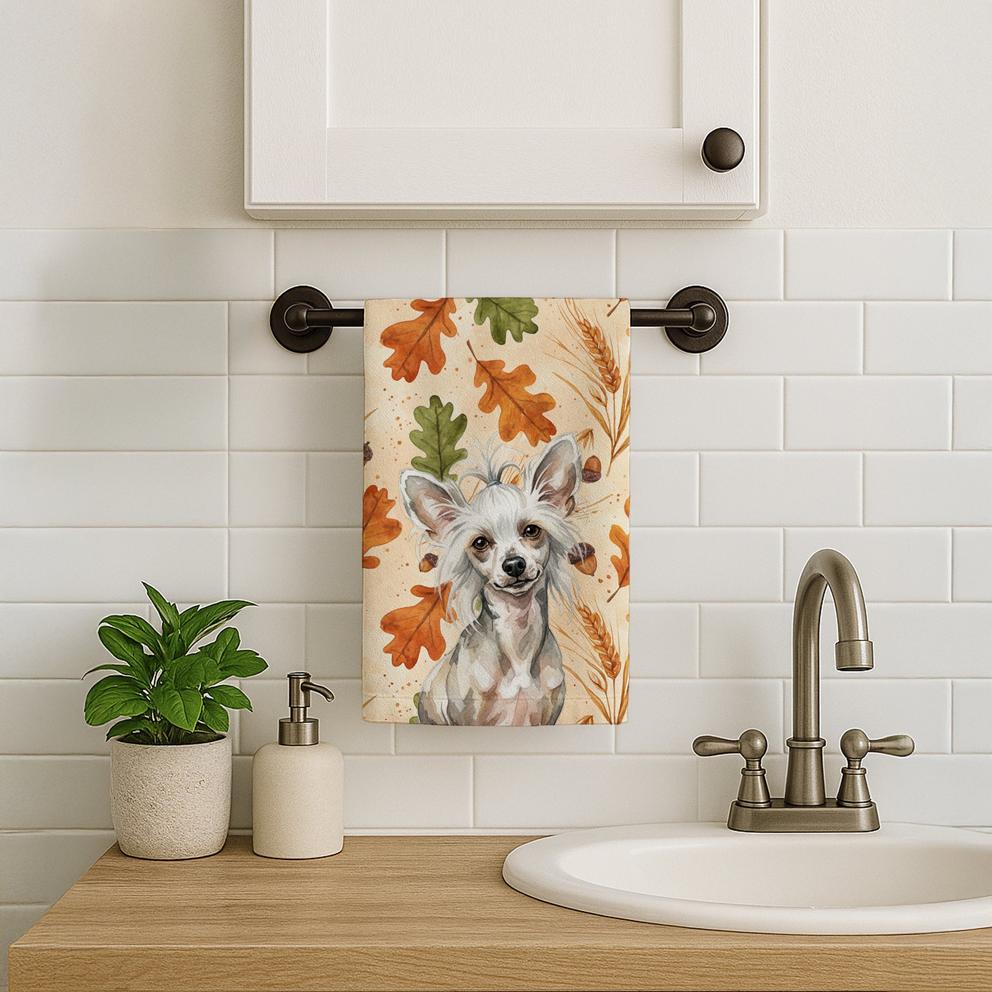 Caroline's Treasures Hairless Mottled Pattern Chinese Crested Heirloom Fall Kitchen Towel