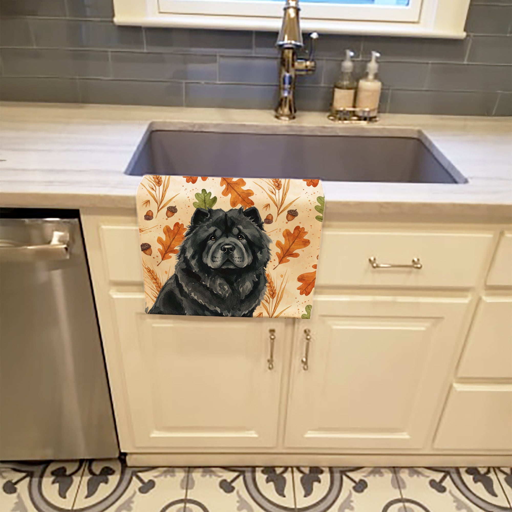 Caroline's Treasures Black Chow Chow Heirloom Fall Kitchen Towel