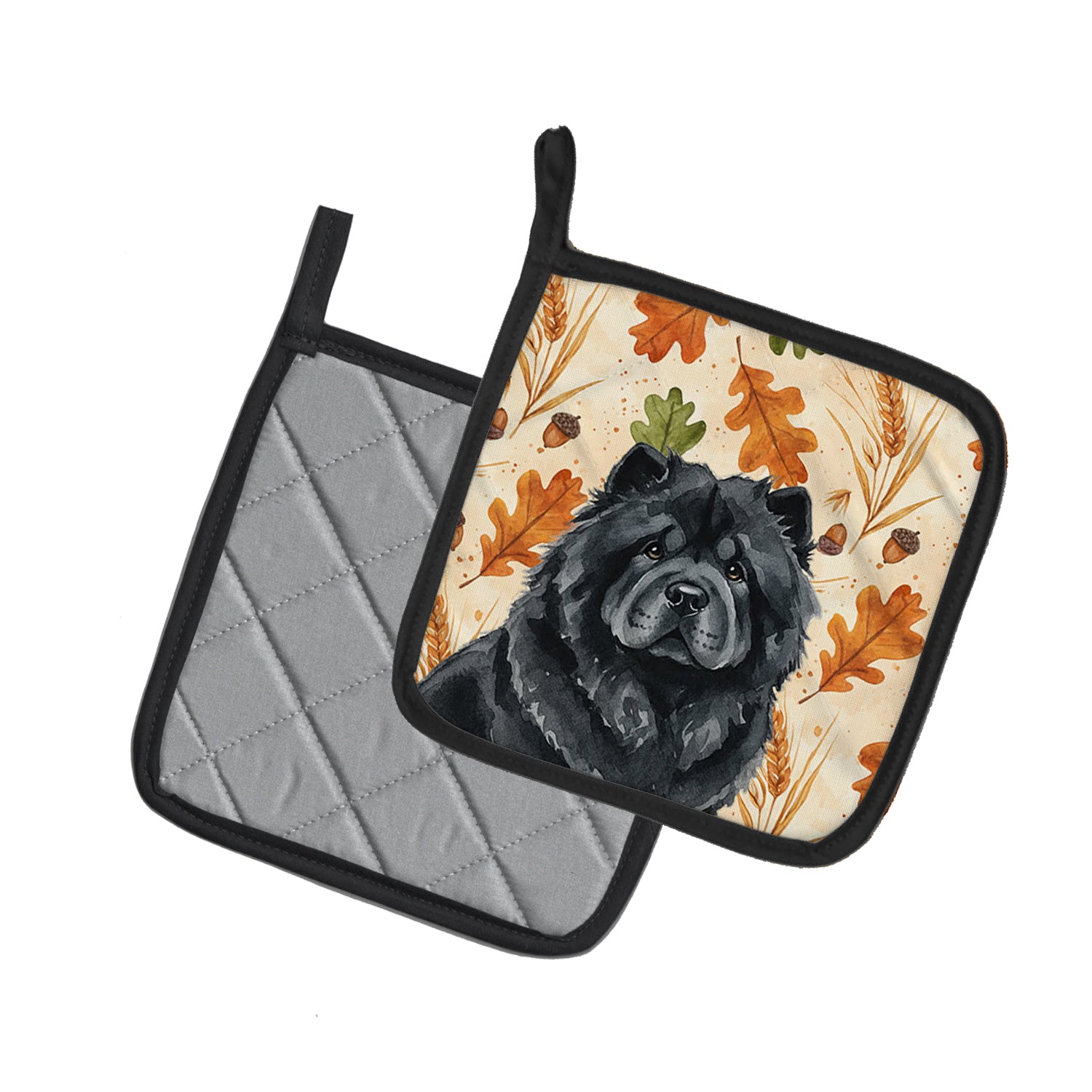 Caroline's Treasures Black Chow Chow Heirloom Fall Pair of Pot Holders