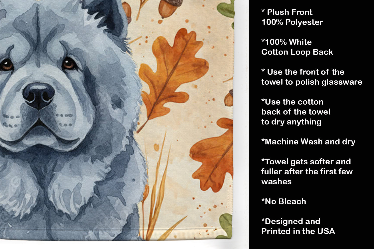 Caroline's Treasures Blue Chow Chow Heirloom Fall Kitchen Towel