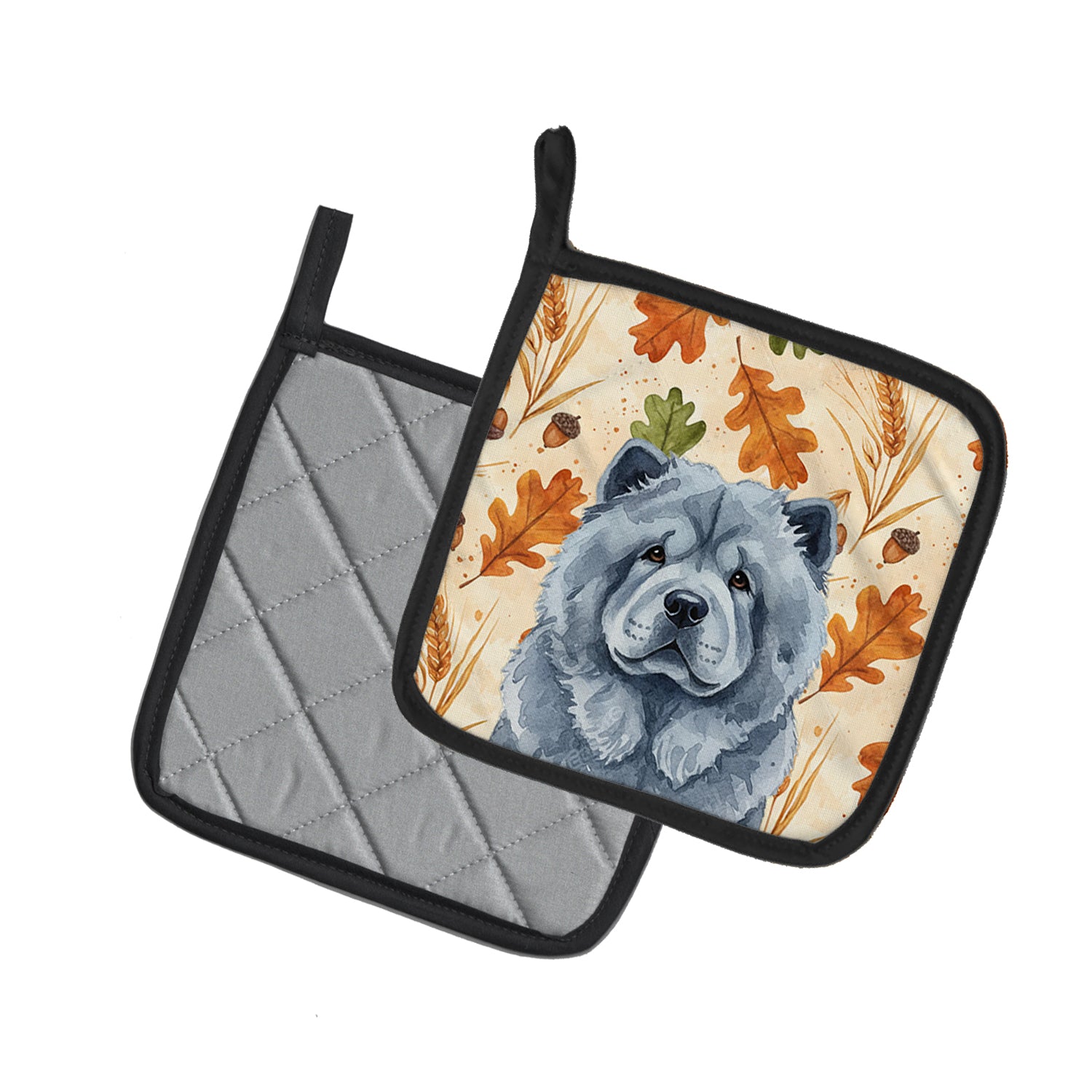 Caroline's Treasures Blue Chow Chow Heirloom Fall Pair of Pot Holders