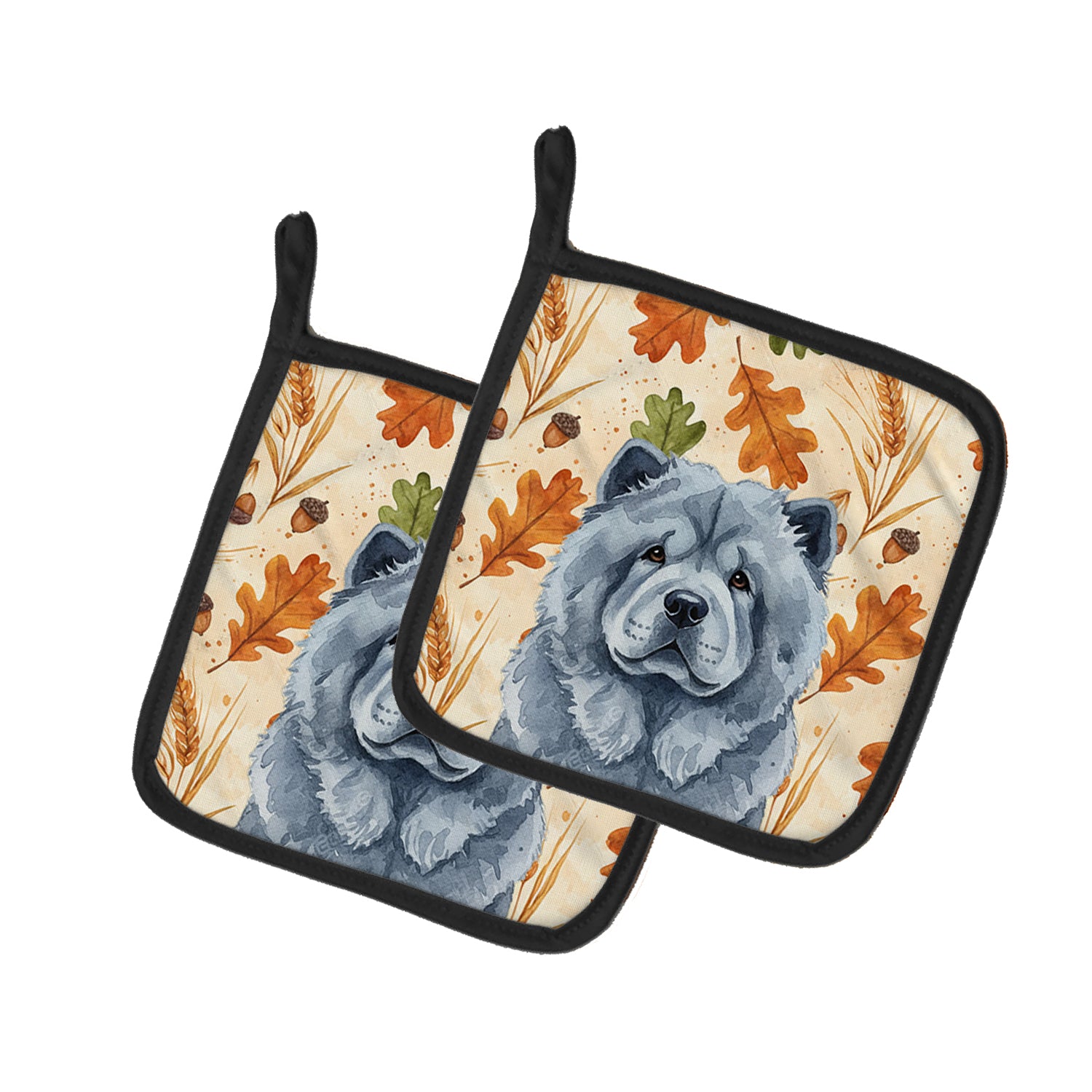 Caroline's Treasures Blue Chow Chow Heirloom Fall Pair of Pot Holders
