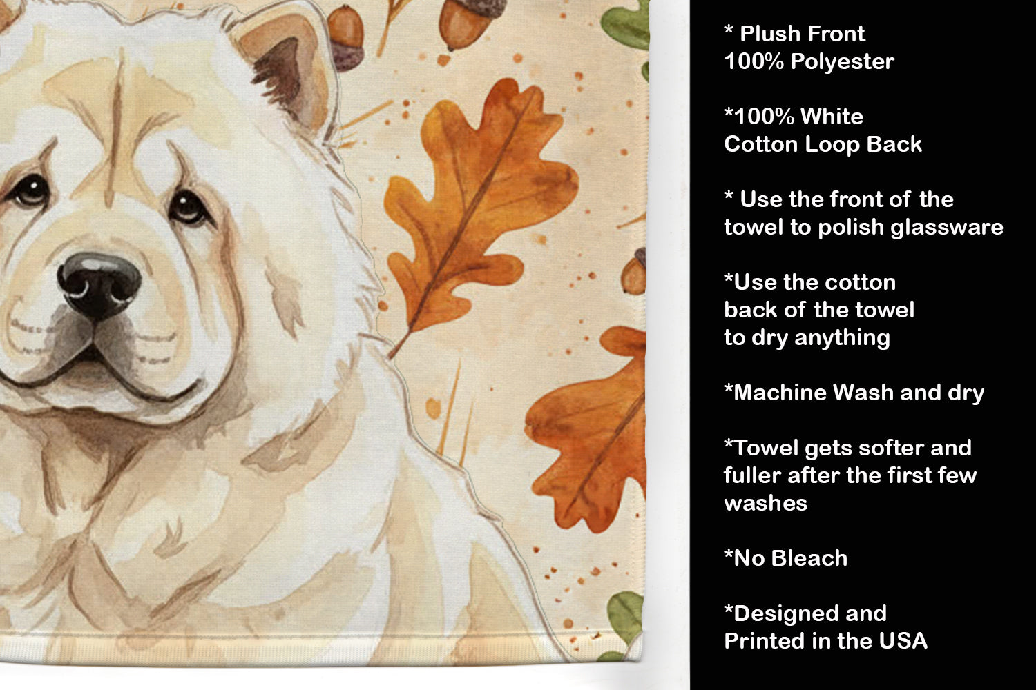 Caroline's Treasures Cream Chow Chow Heirloom Fall Kitchen Towel