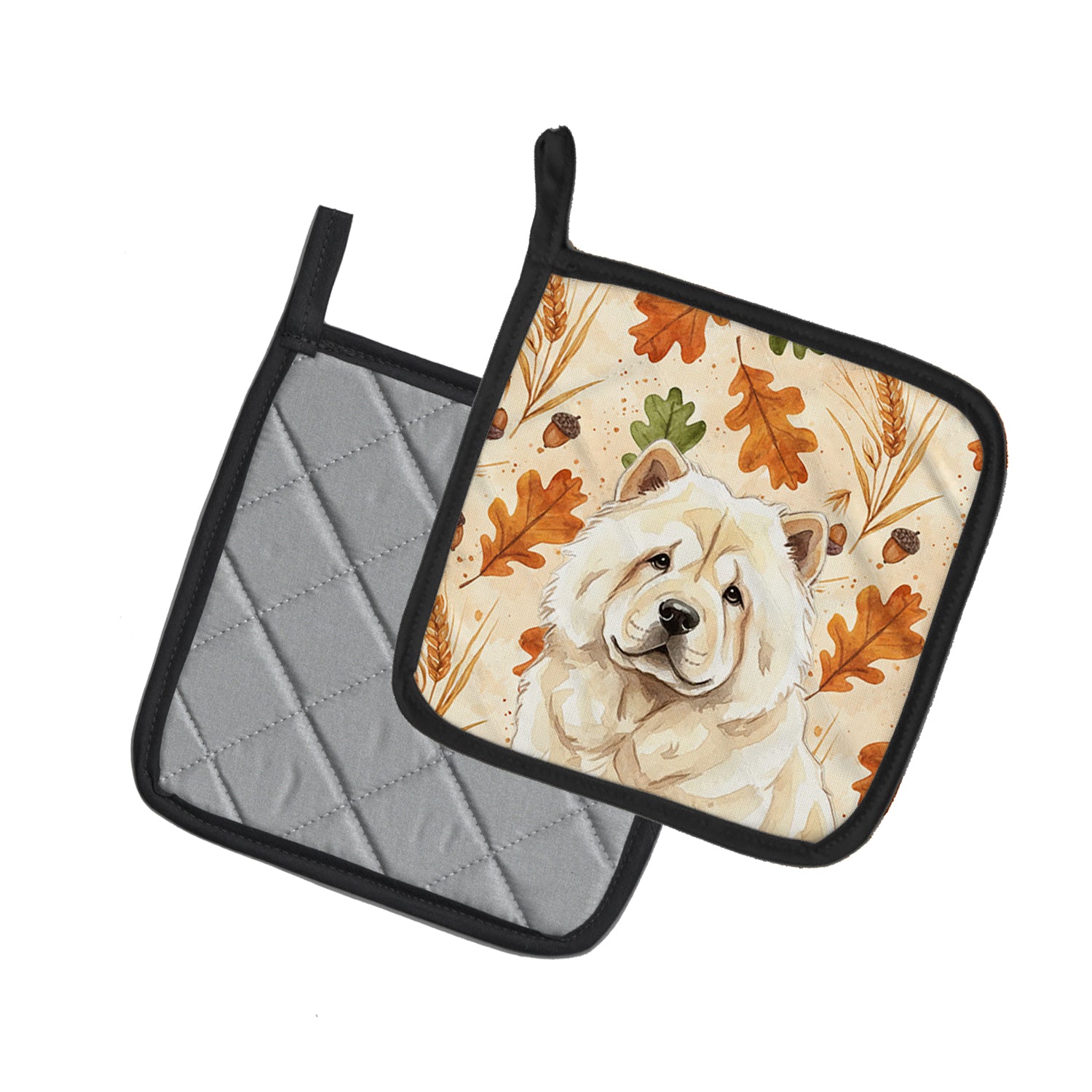 Caroline's Treasures Cream Chow Chow Heirloom Fall Pair of Pot Holders