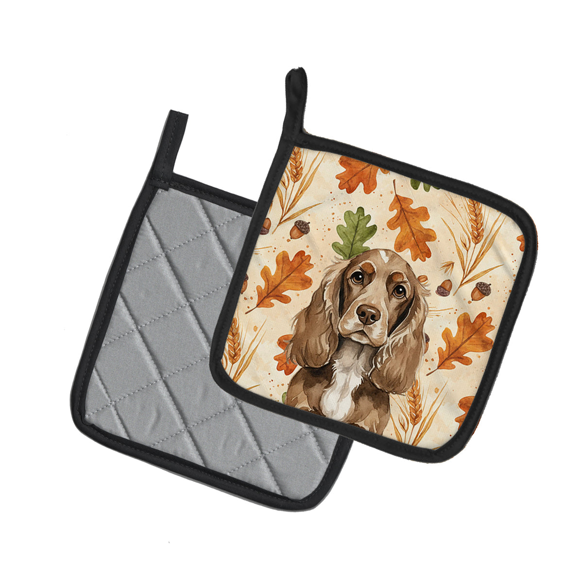 Caroline's Treasures Chocolate Cocker Spaniel Heirloom Fall Pair of Pot Holders