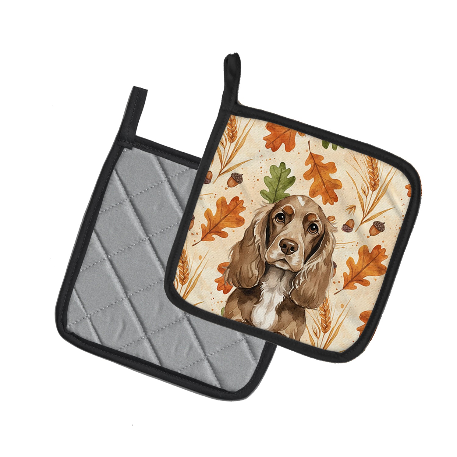 Caroline's Treasures Chocolate Cocker Spaniel Heirloom Fall Pair of Pot Holders