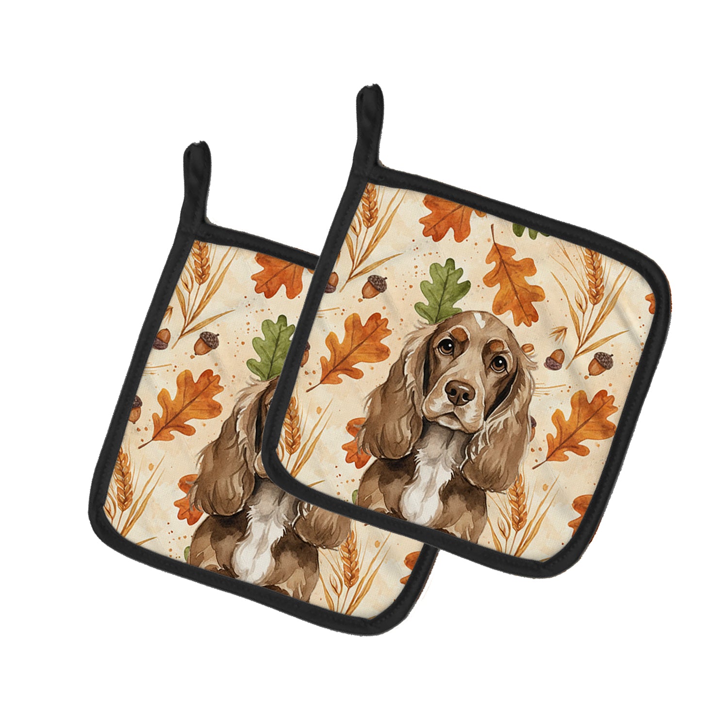 Caroline's Treasures Chocolate Cocker Spaniel Heirloom Fall Pair of Pot Holders