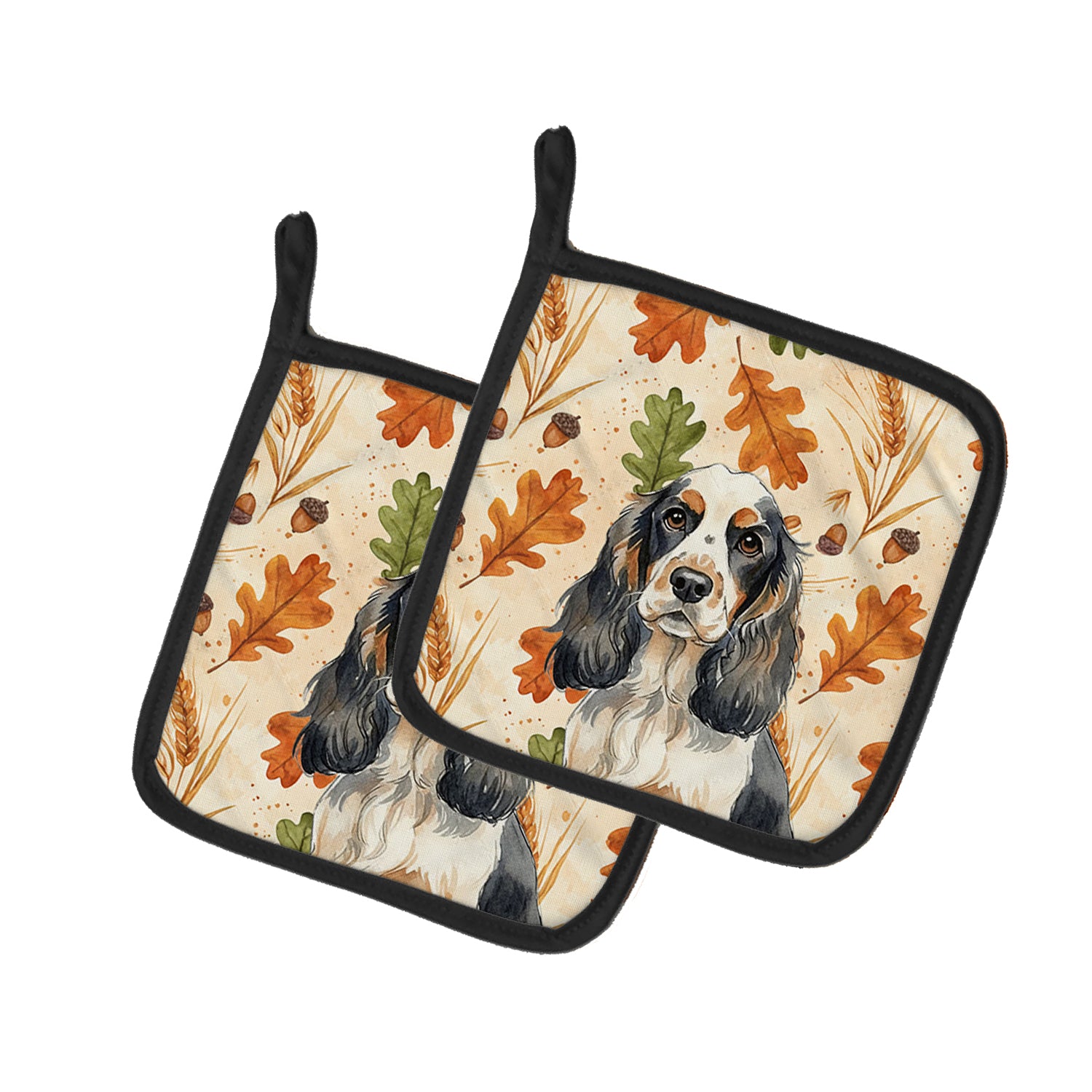 Caroline's Treasures Parti Cocker Spaniel Heirloom Fall Pair of Pot Holders